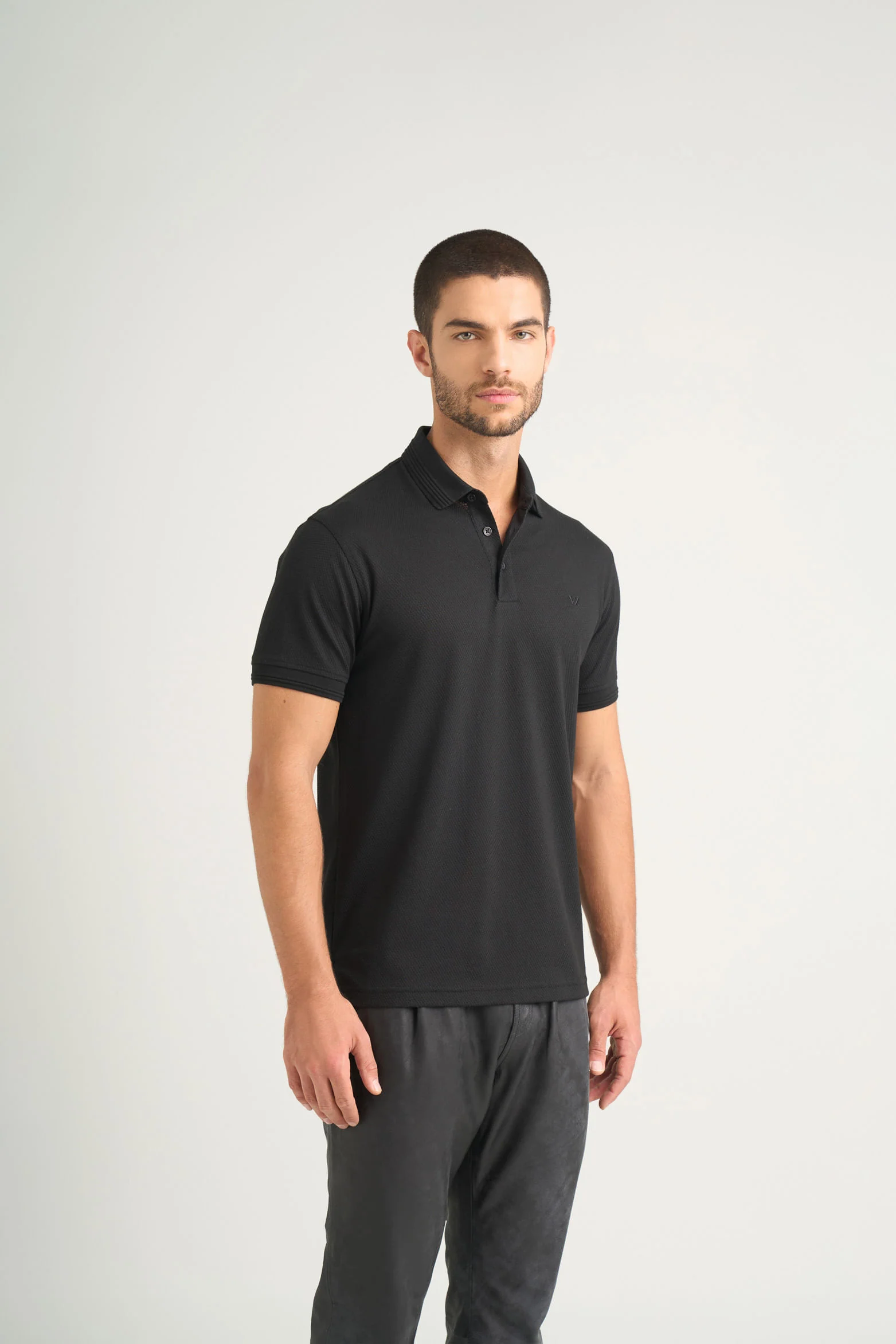 Lucca short-sleeve textured polo shirt for men - Image 4