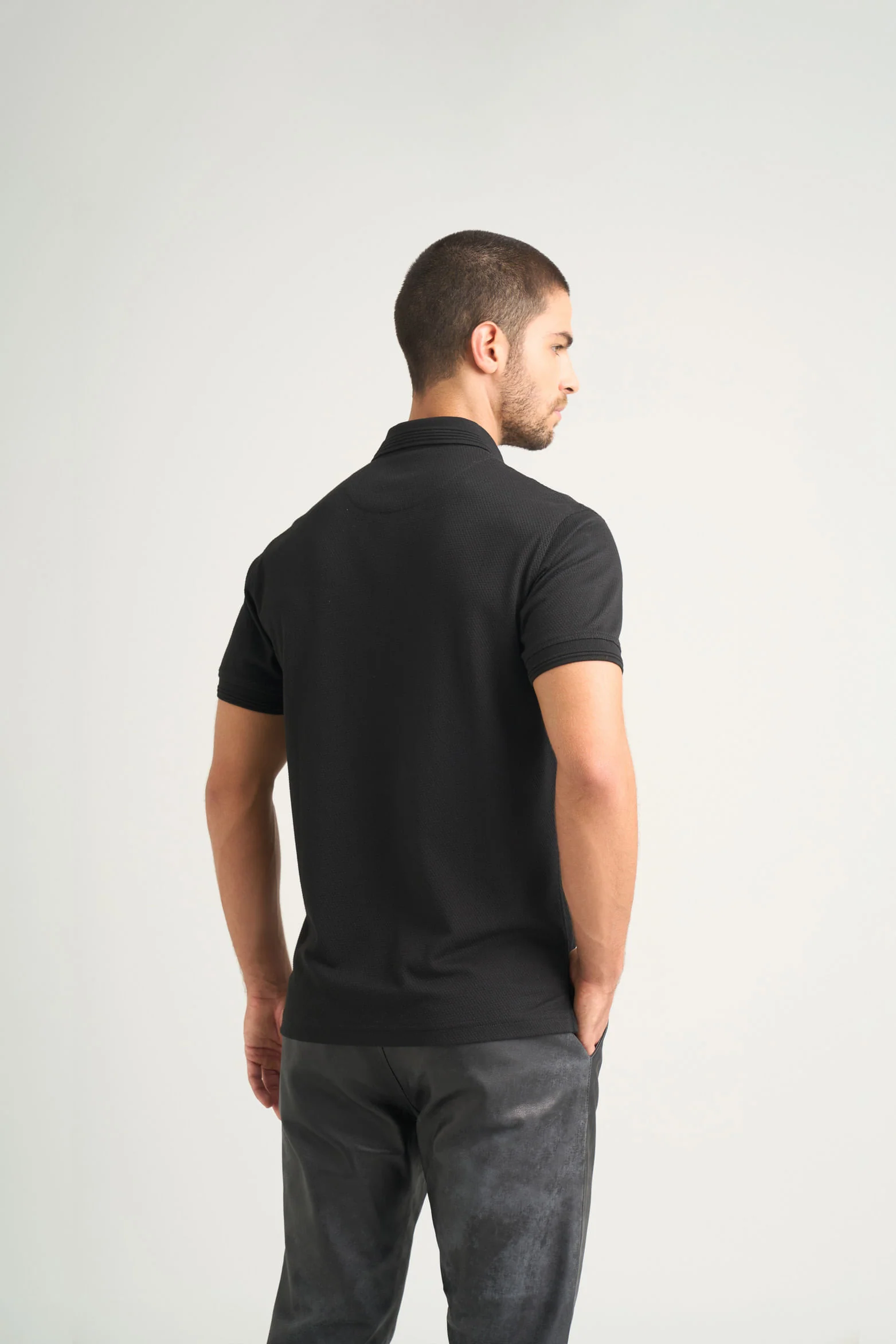 Lucca short-sleeve textured polo shirt for men - Image 6