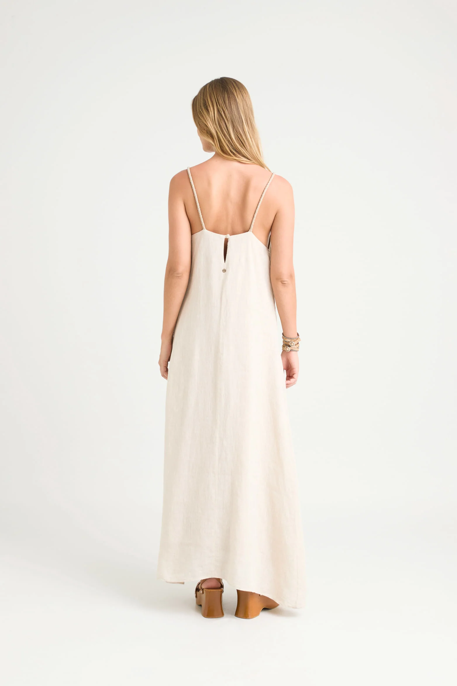 Luz dress in woven fabric for women with braided strap - Image 5
