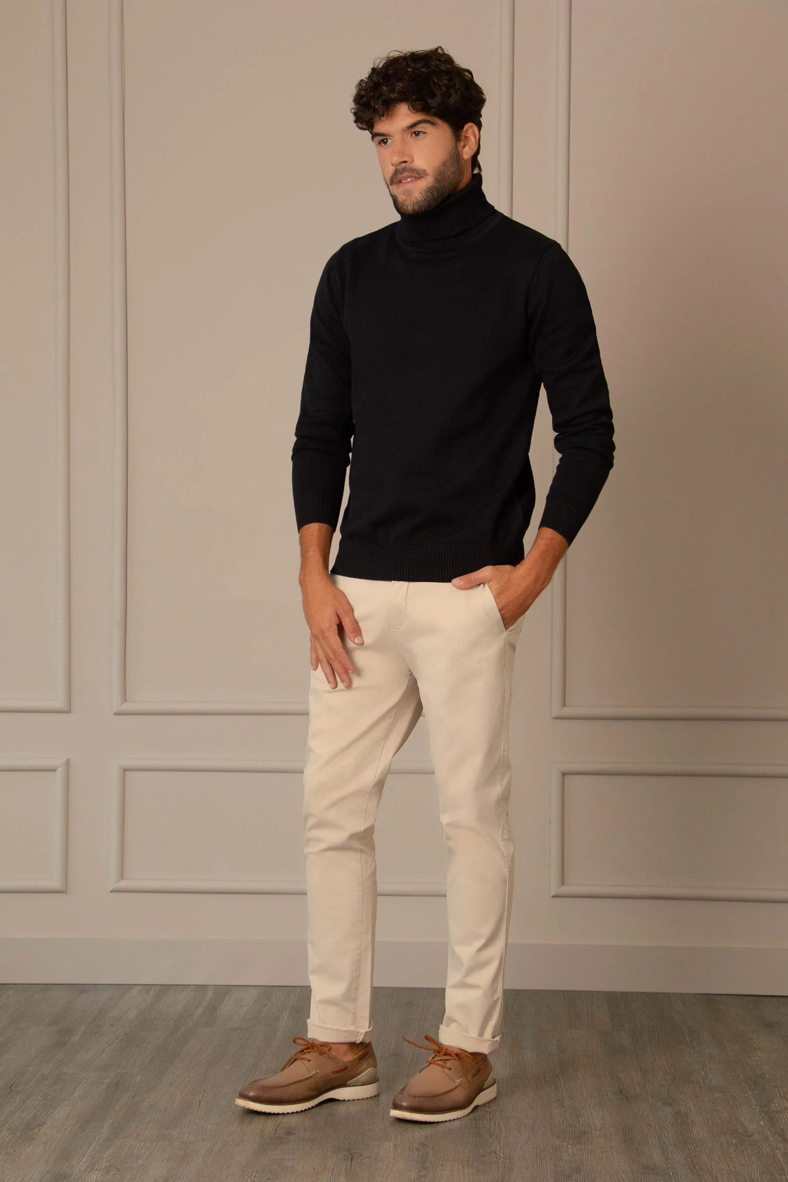Men’s Combai Turtleneck Sweater in Black