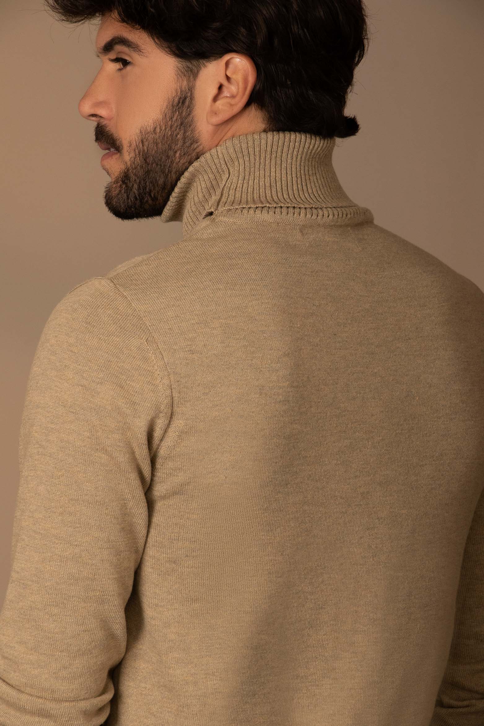 Men’s Combai Turtleneck Sweater in Sand - Image 4
