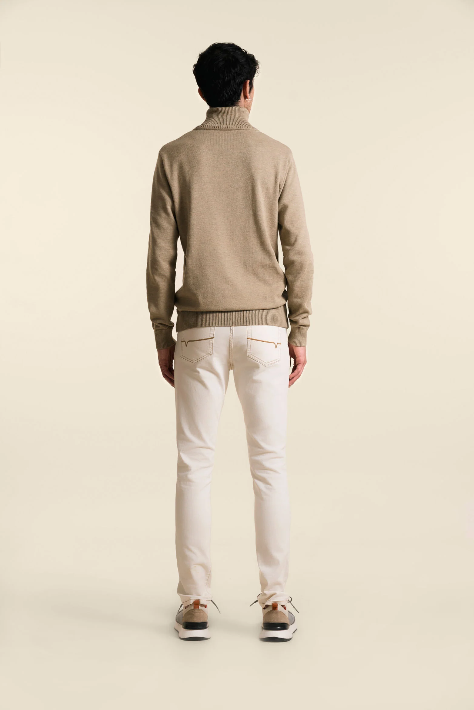 Men’s Combai Turtleneck Sweater in Sand - Image 5