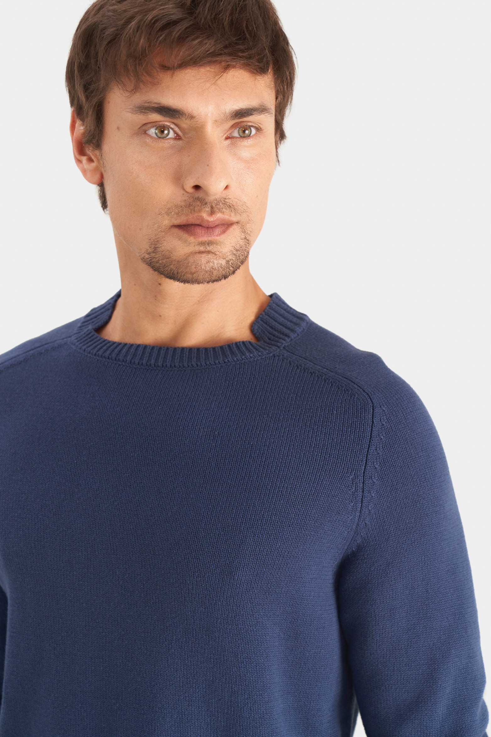 Men’s Corvus Cotton Knit Sweater with Contrasting Details - Image 2