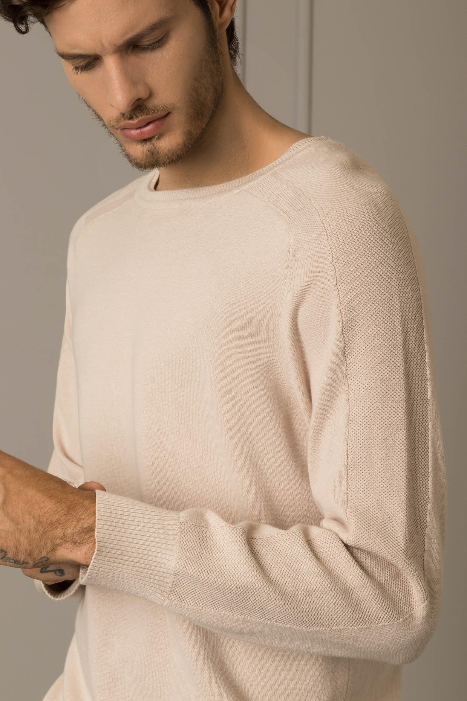 Men’s Cotton Knit Sweater with Raglan Sleeves - Image 3