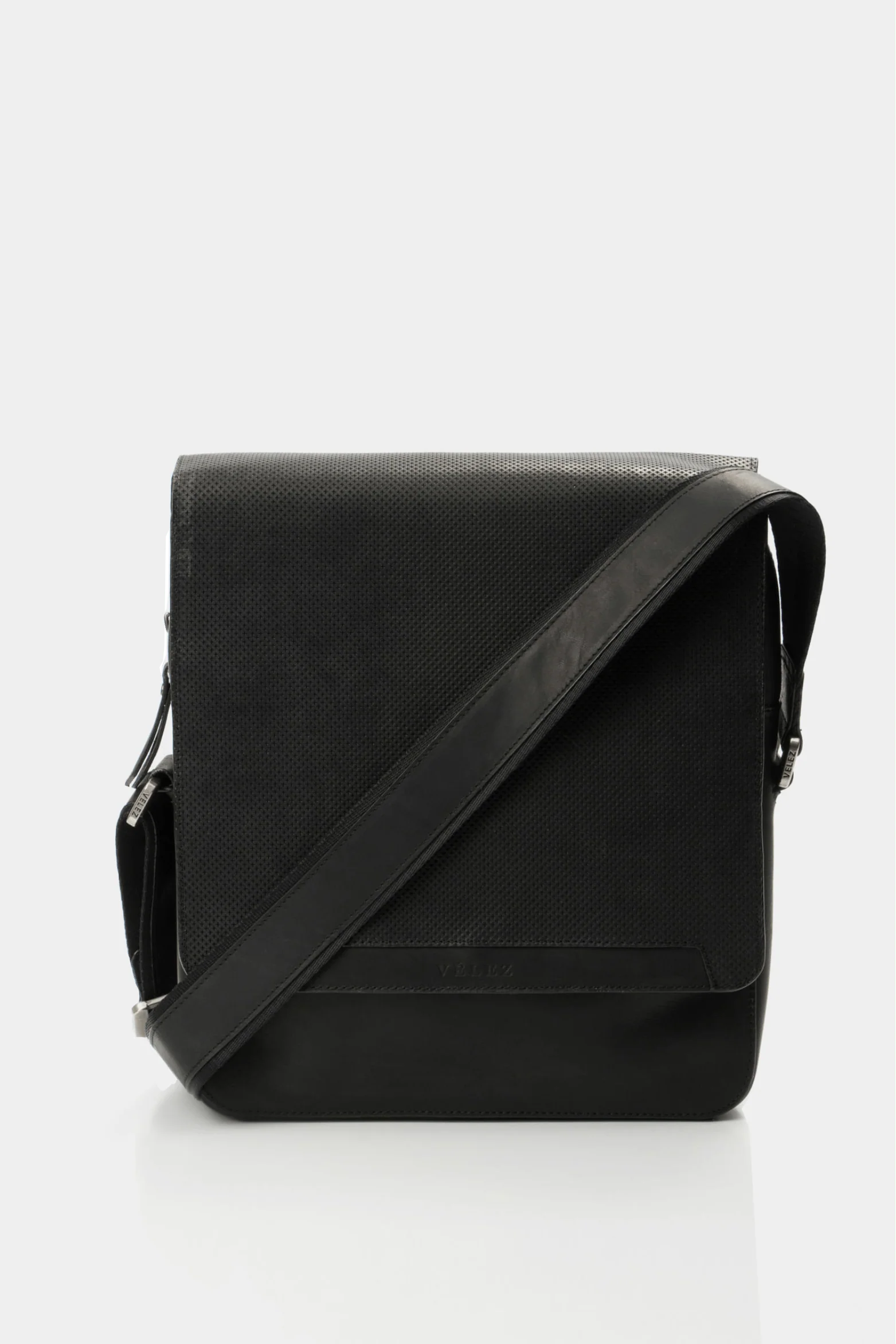 Men’s Crete Leather Shoulder Handbags with Cross-Embossed Flap