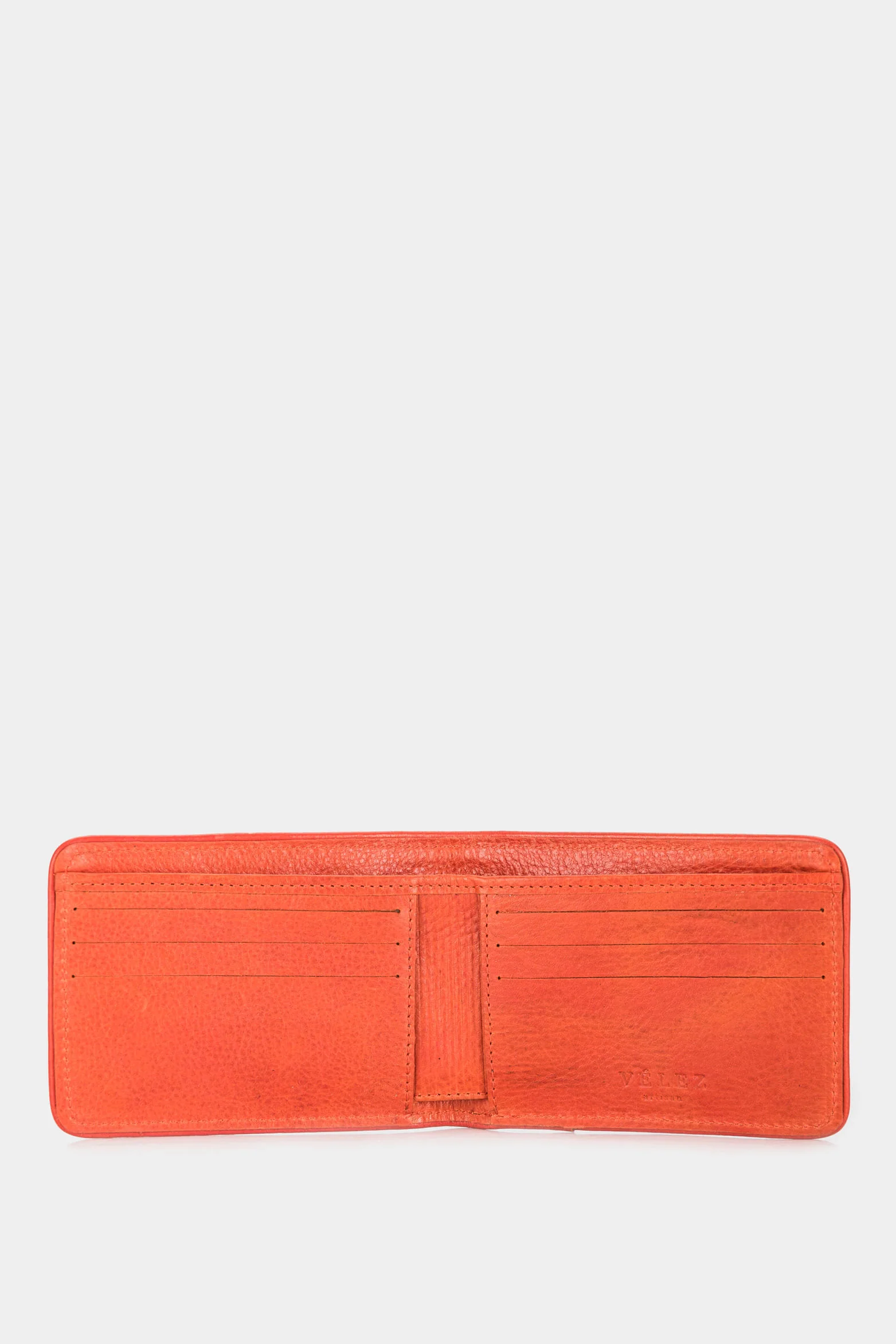 Men’s Cumbal Wallet in Embossed Orange Leather with Contrast Stripe - Image 2