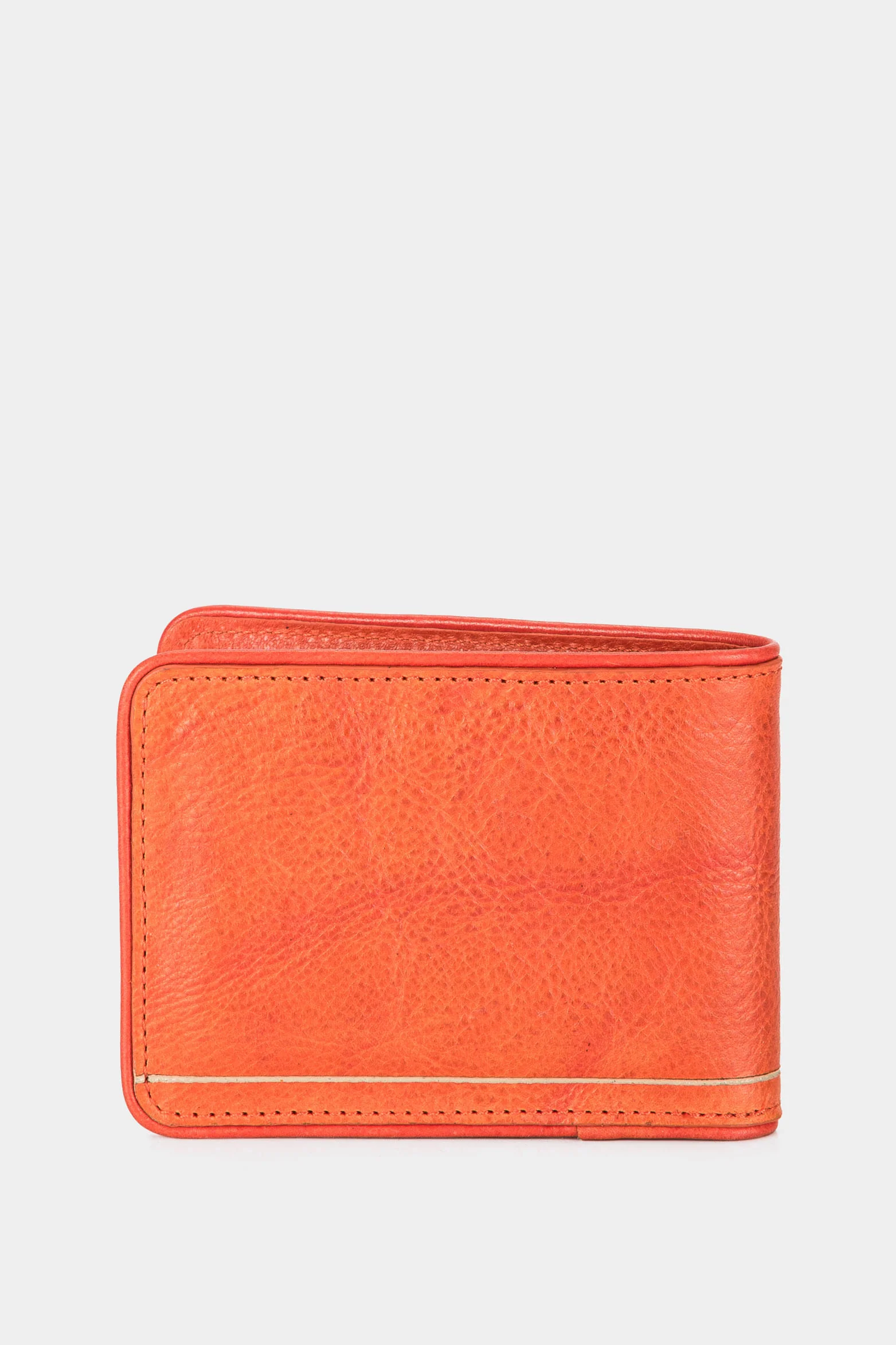 Men’s Cumbal Wallet in Embossed Orange Leather with Contrast Stripe - Image 3