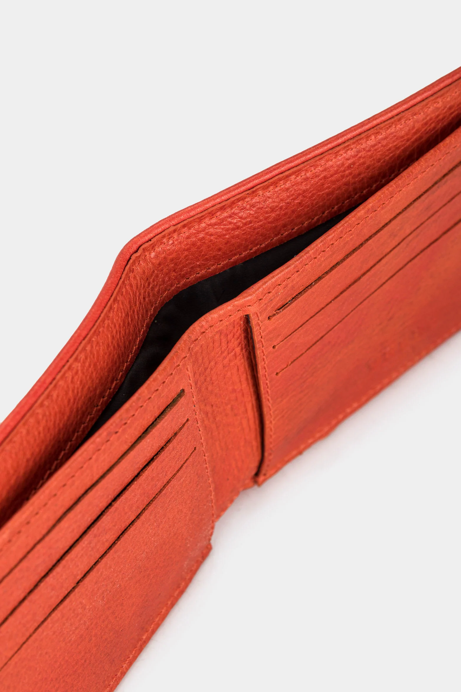 Men’s Cumbal Wallet in Embossed Orange Leather with Contrast Stripe - Image 6