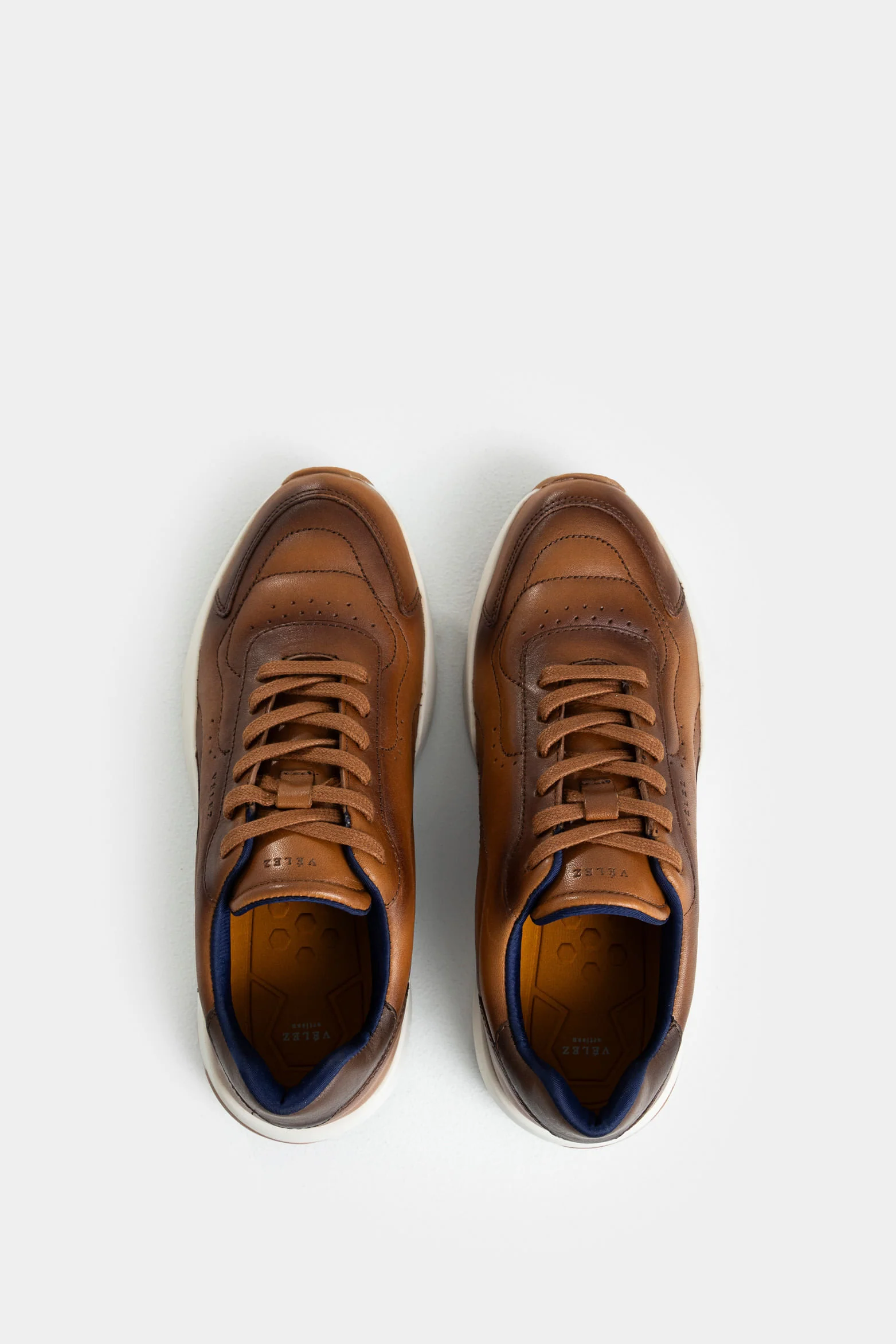 Men’s Luster Leather Tennis Shoes with Two-tone Sole - Image 4