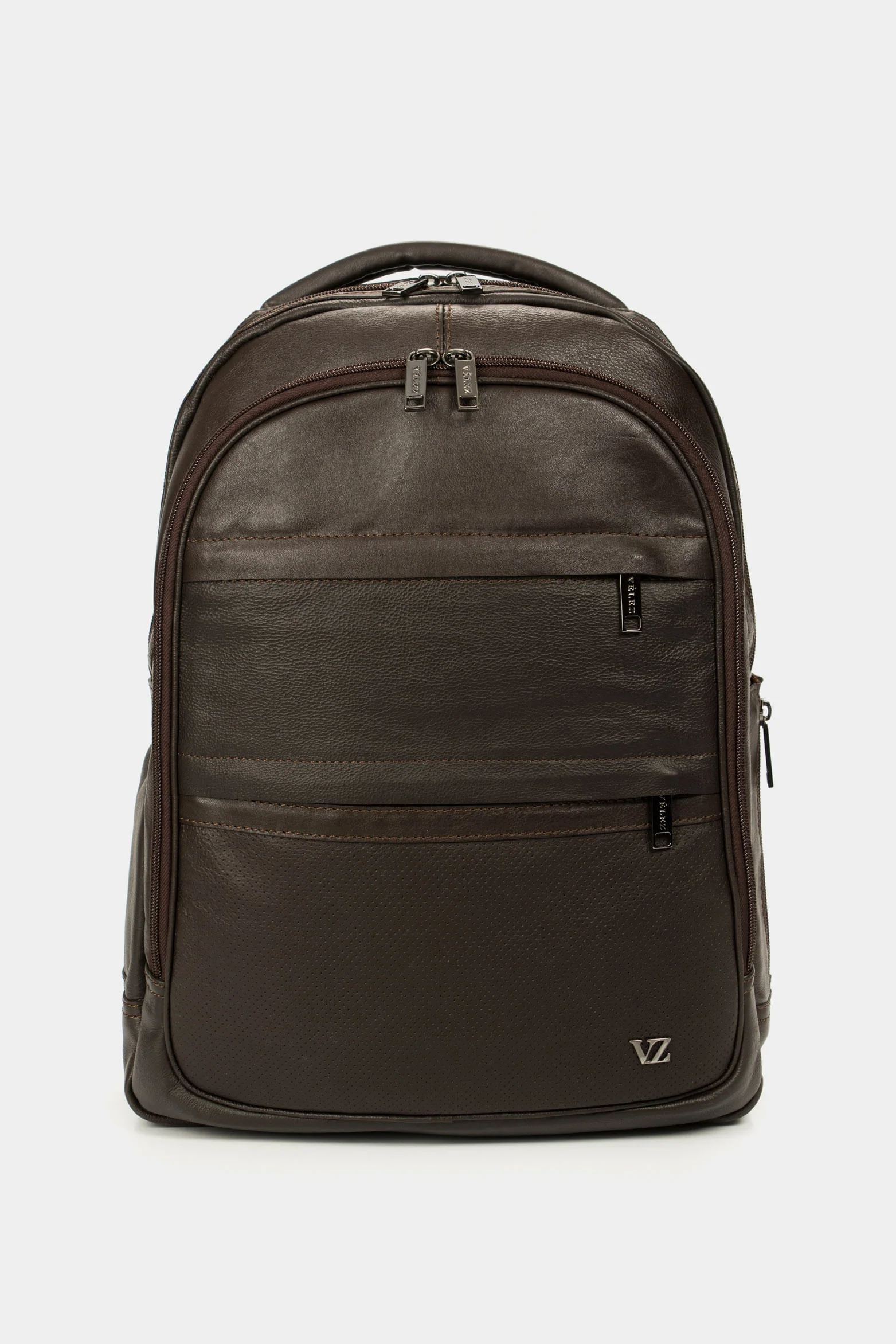 Men’s Multifunctional Backpack in Water Resistant Smooth Brown Leather
