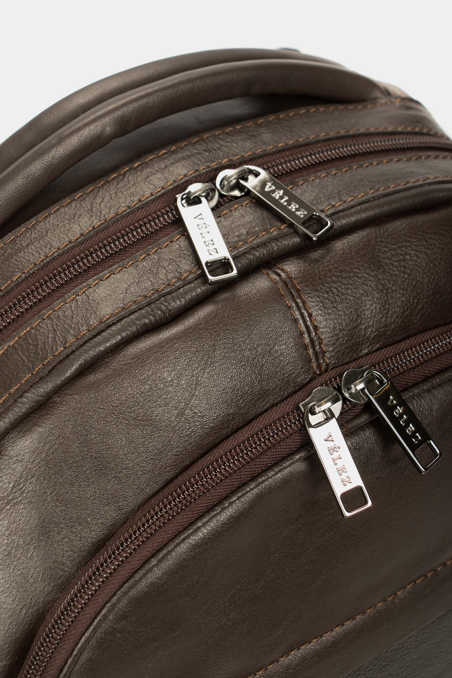 Men’s Multifunctional Backpack in Water Resistant Smooth Brown Leather - Image 6