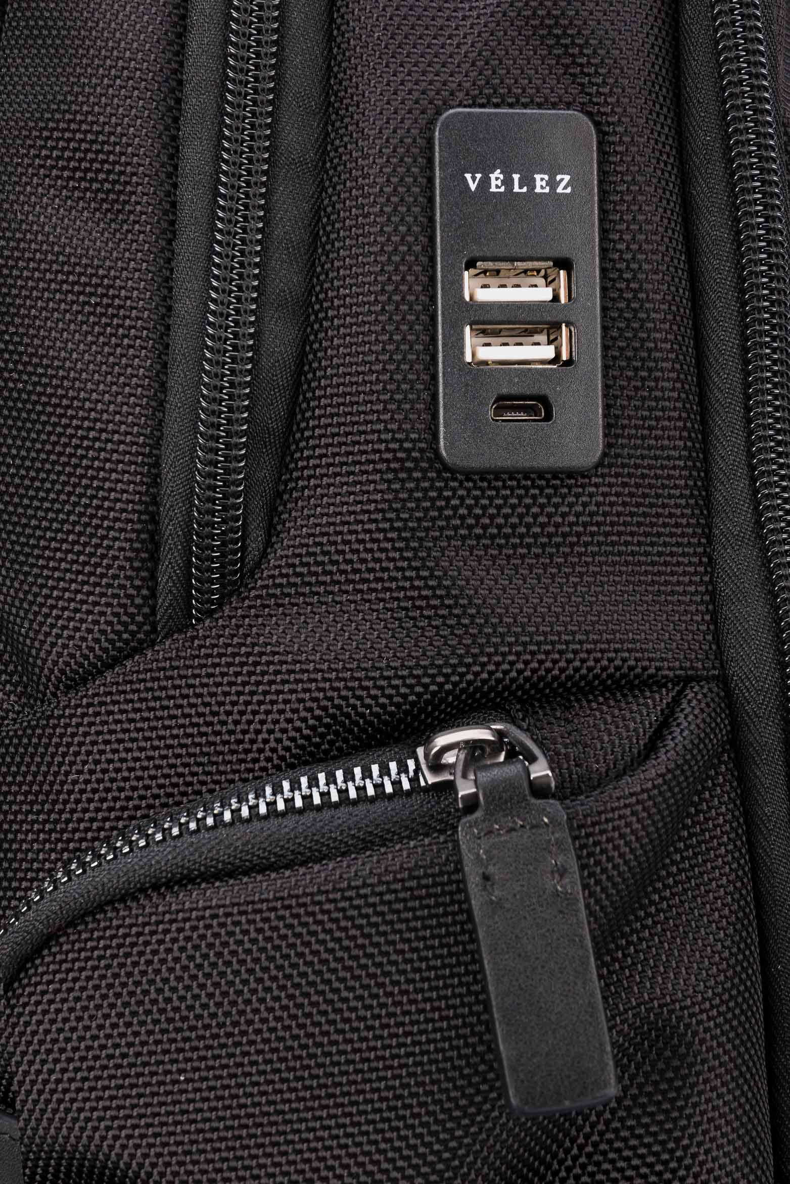 Men’s Security Sport Backpack in Black Canvas with Leather Accents - Image 6