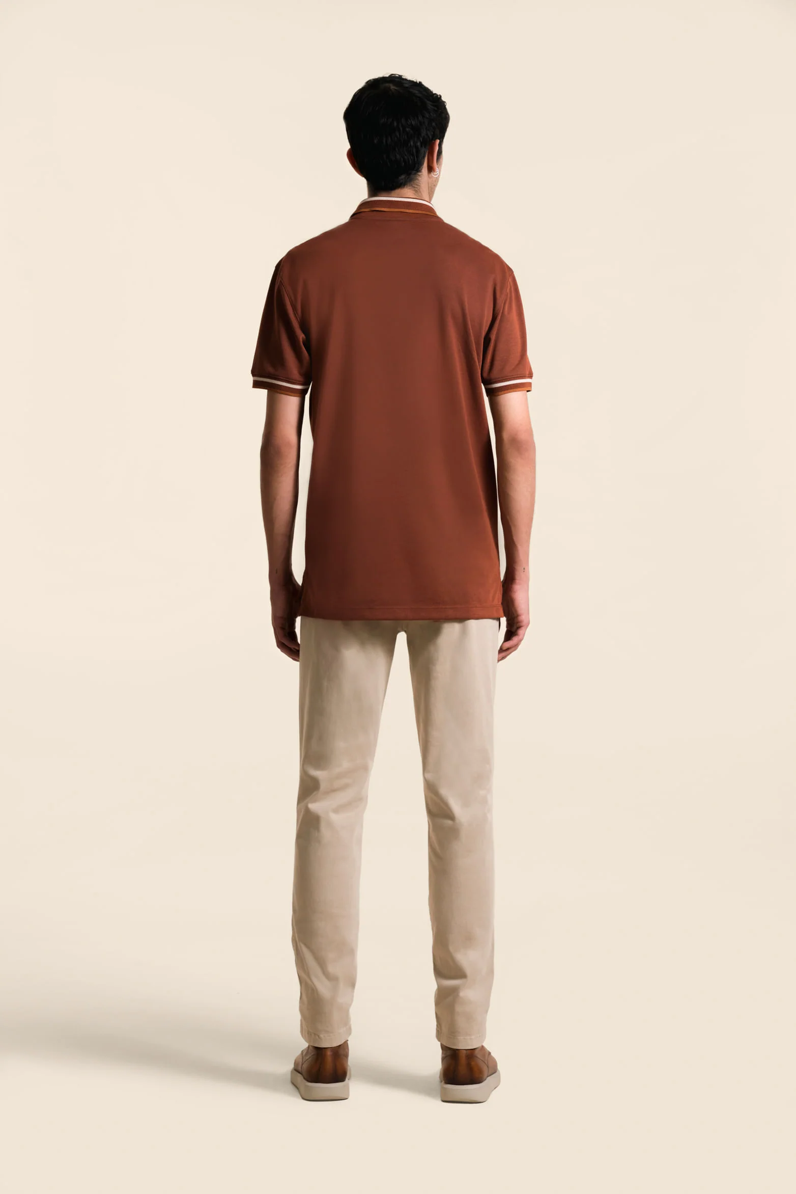 Men’s Semi-Fitted Short Sleeve Polo in Brandy - Image 5