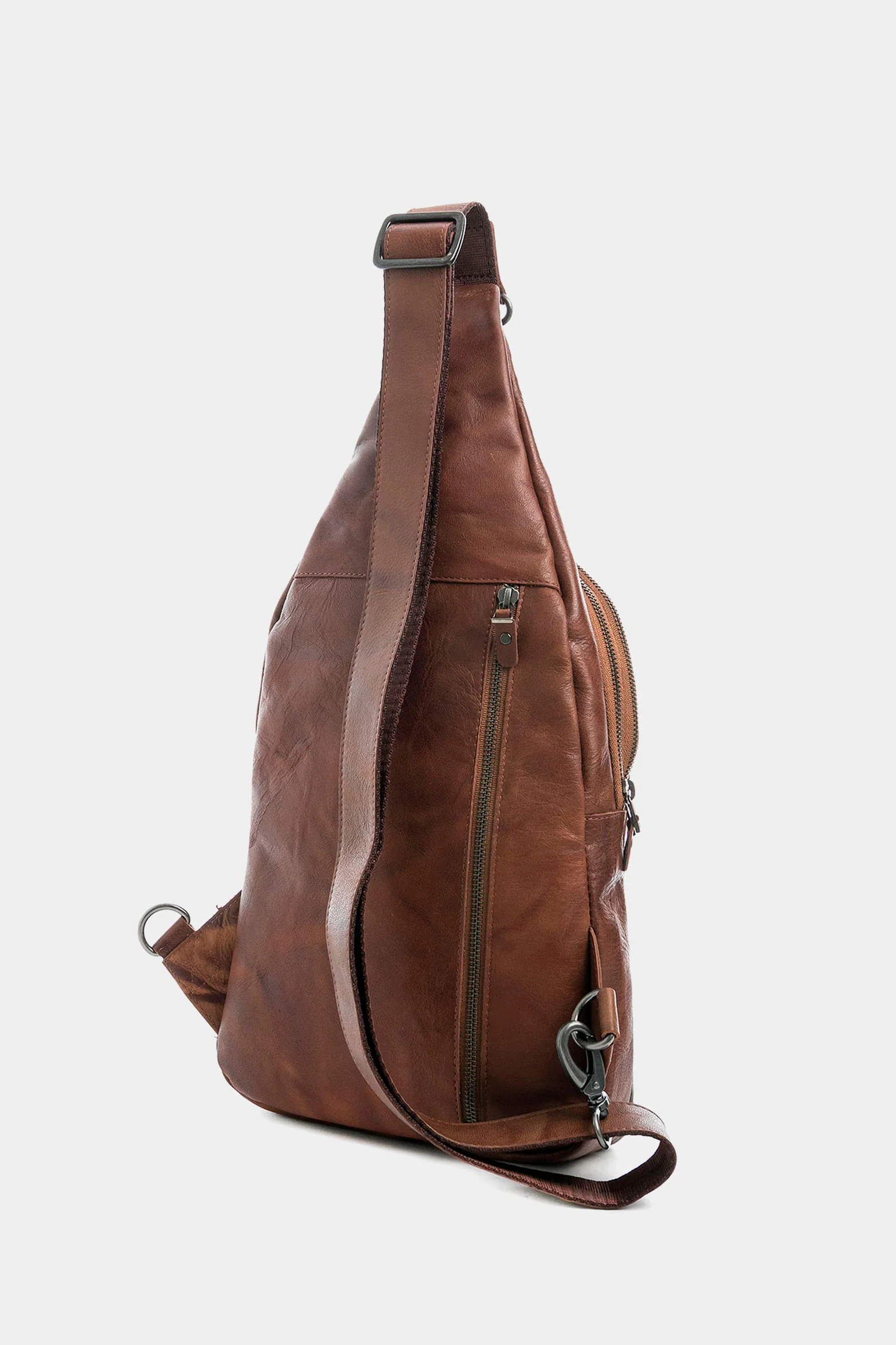 Men’s Sling Handbags in Honey Leather with Adjustable Strap - Image 4