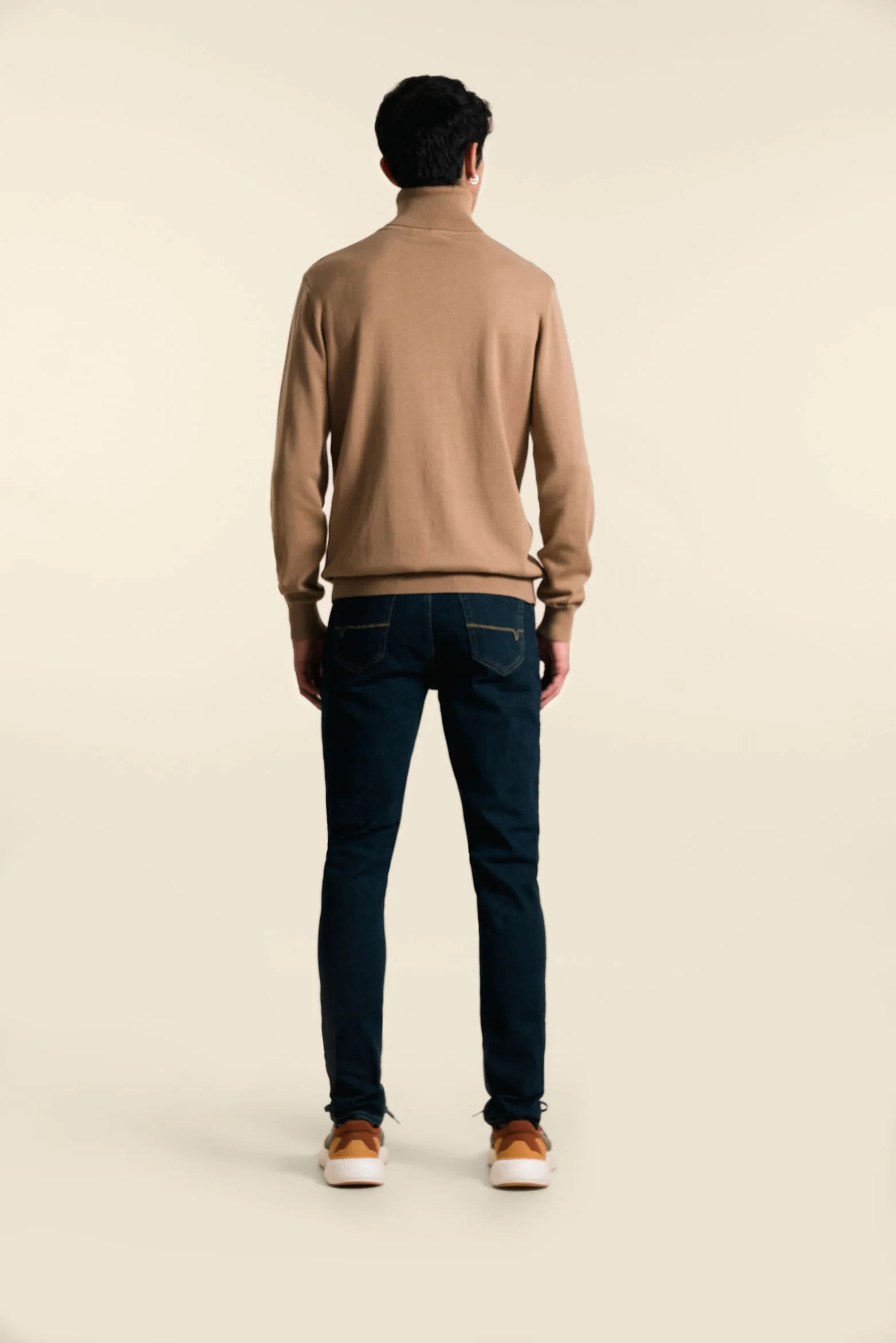 Men’s Turtleneck Knit Sweater in Sand - Image 5