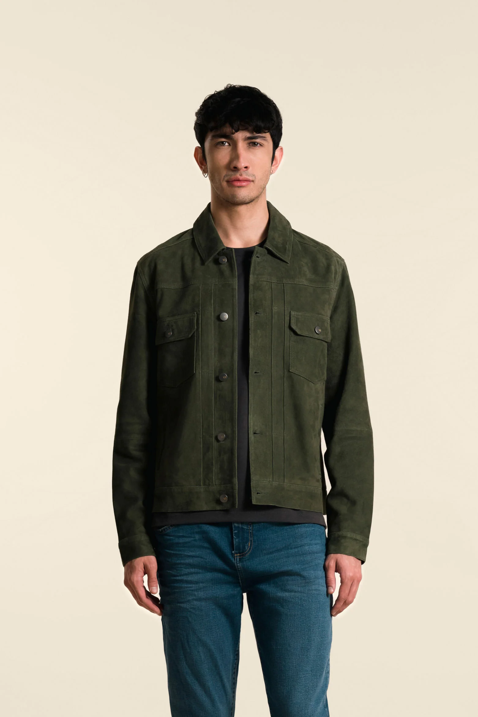 Men's Chambray Collar Zambeze Suede Jacket
