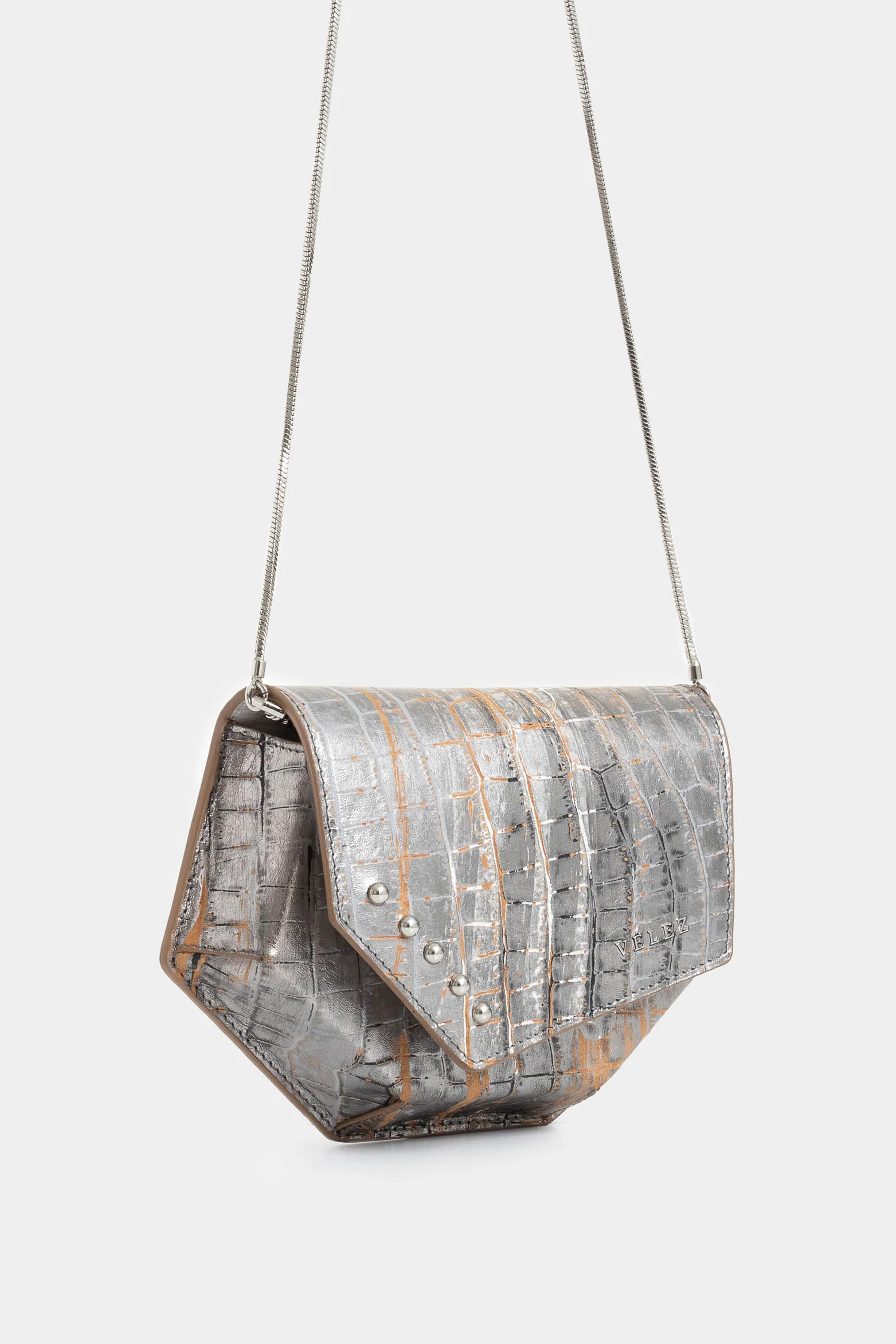 Mini Hexa Leather Crossbody Bag Asymmetrical Cut - Image 2
