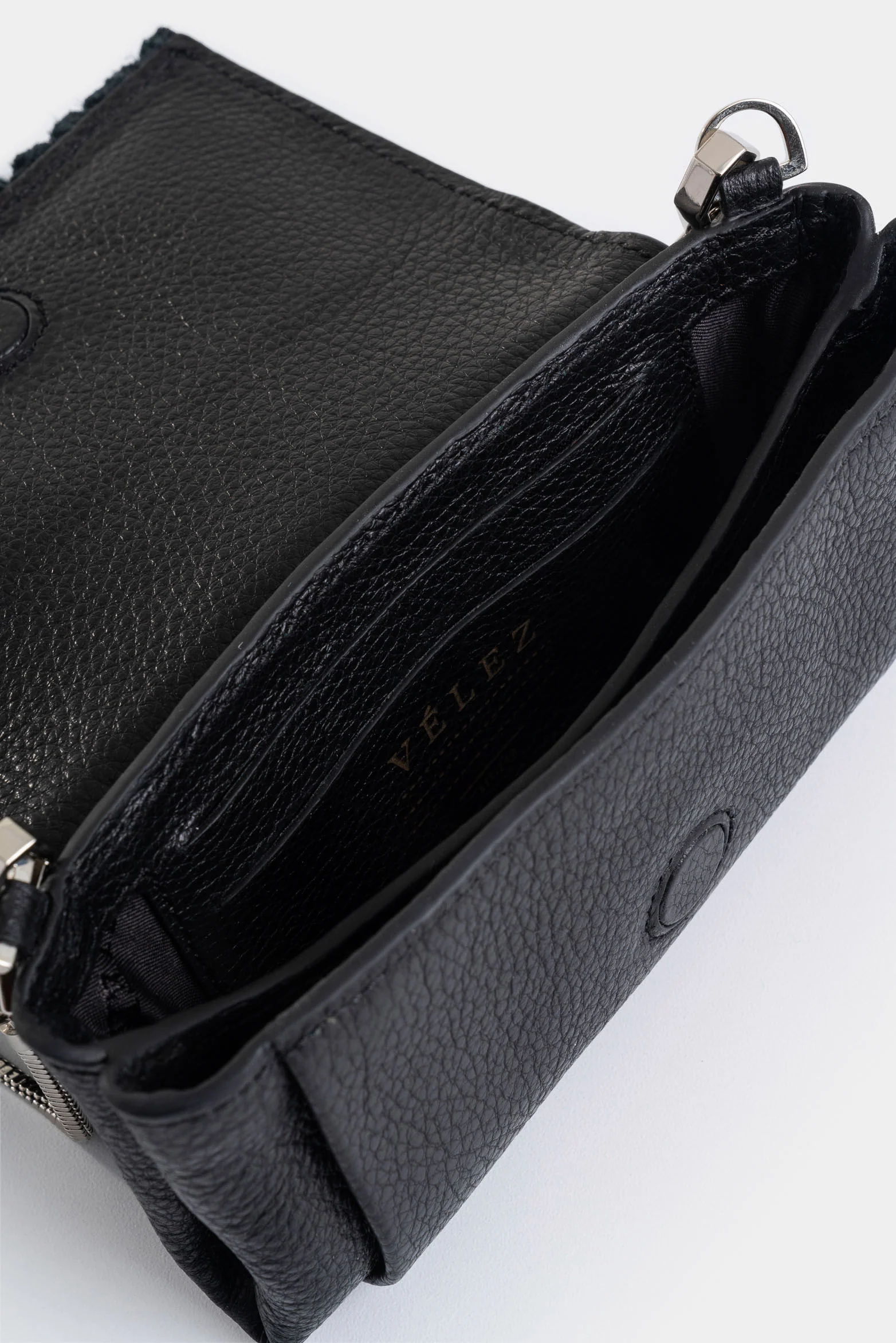 Mini Tabit cracked leather crossbody bag for women with fringes - Image 5