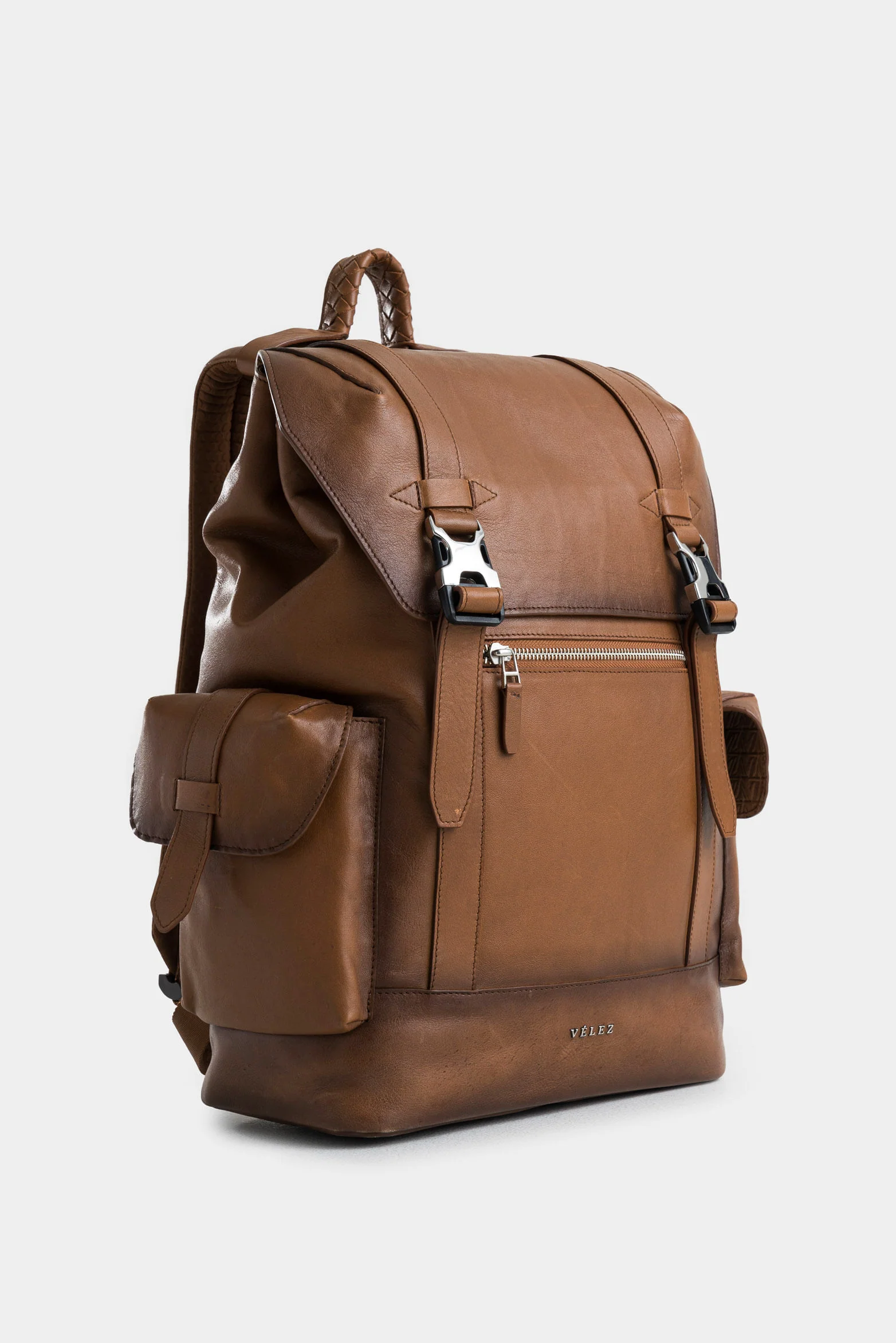 Ontario Leather Backpack for Men with Woven Handle - Image 2