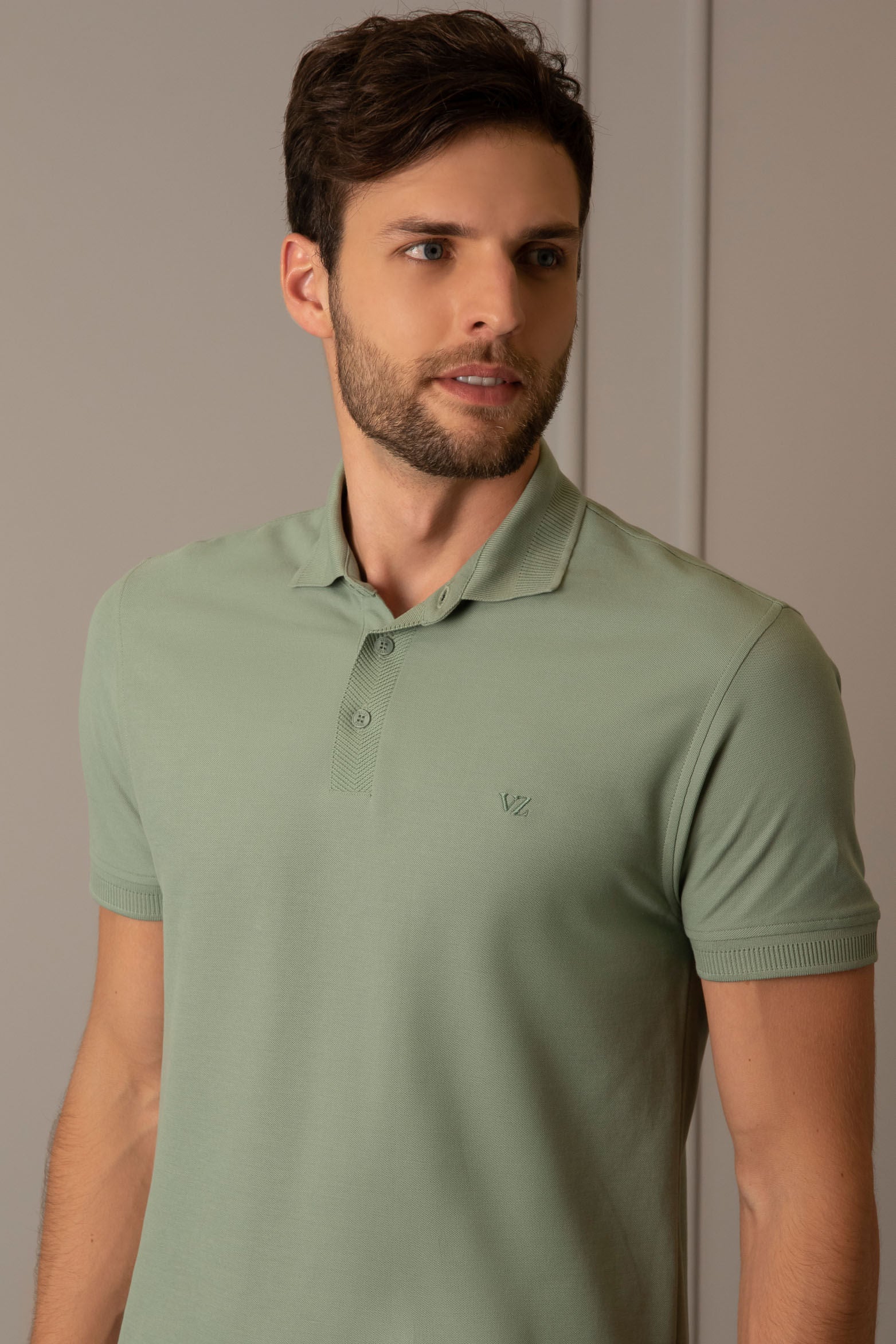 Pima Cotton Casual Polo  Aquamare - Image 3