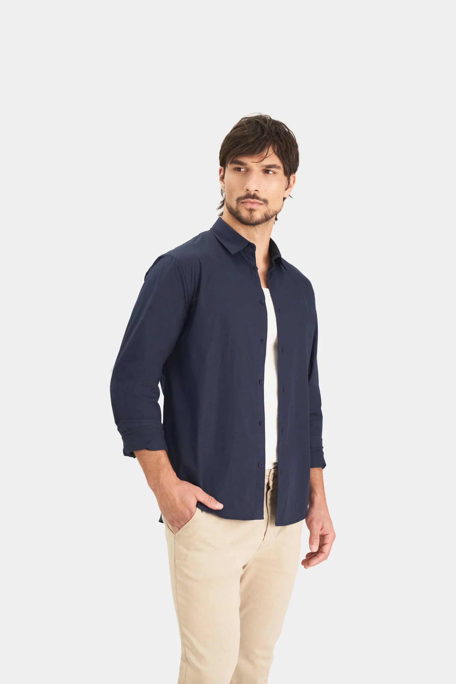 Poplin Shirt for Men SemiFitted - Image 3