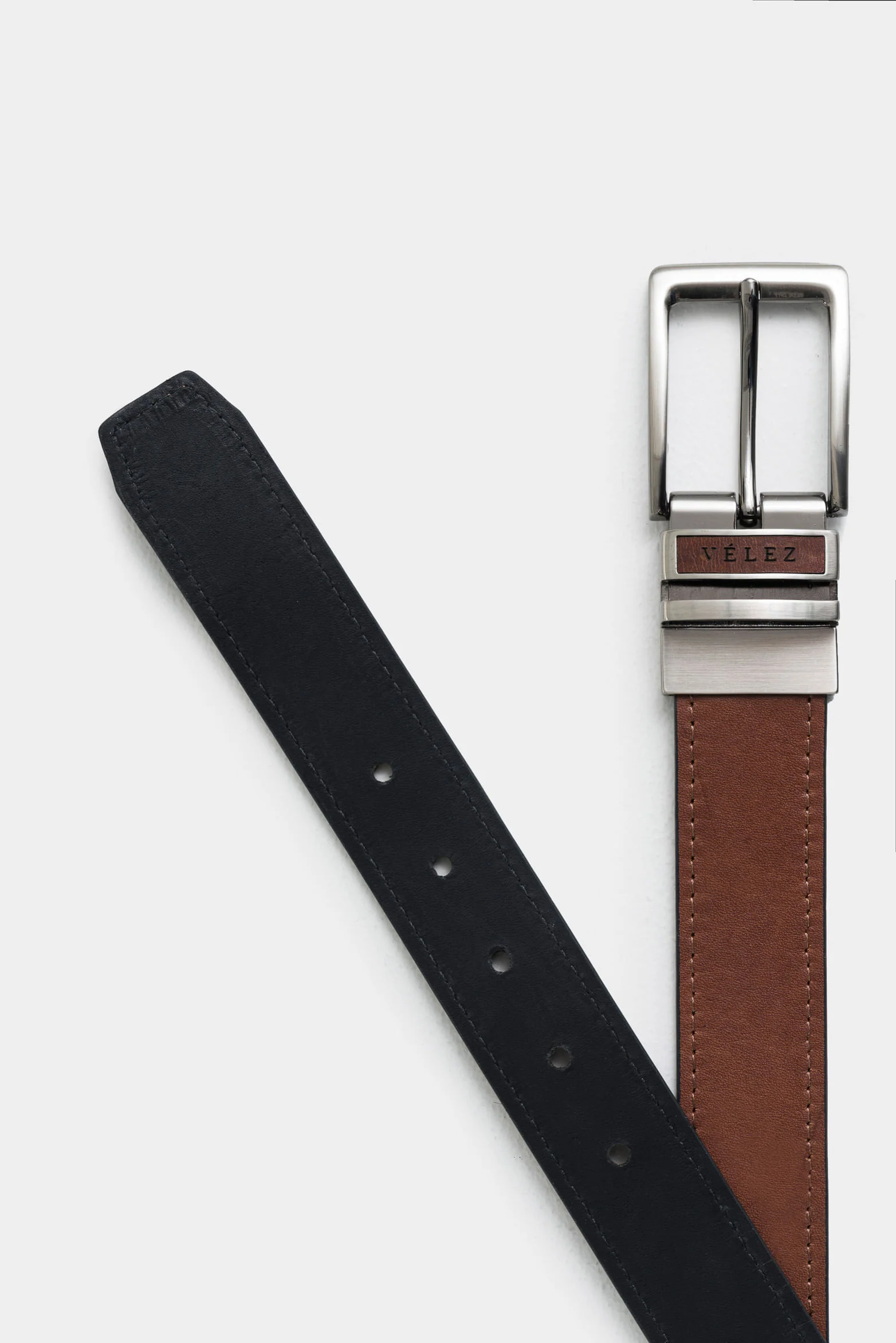 Reversible Leather Belt for Men with Double Loop - Image 3