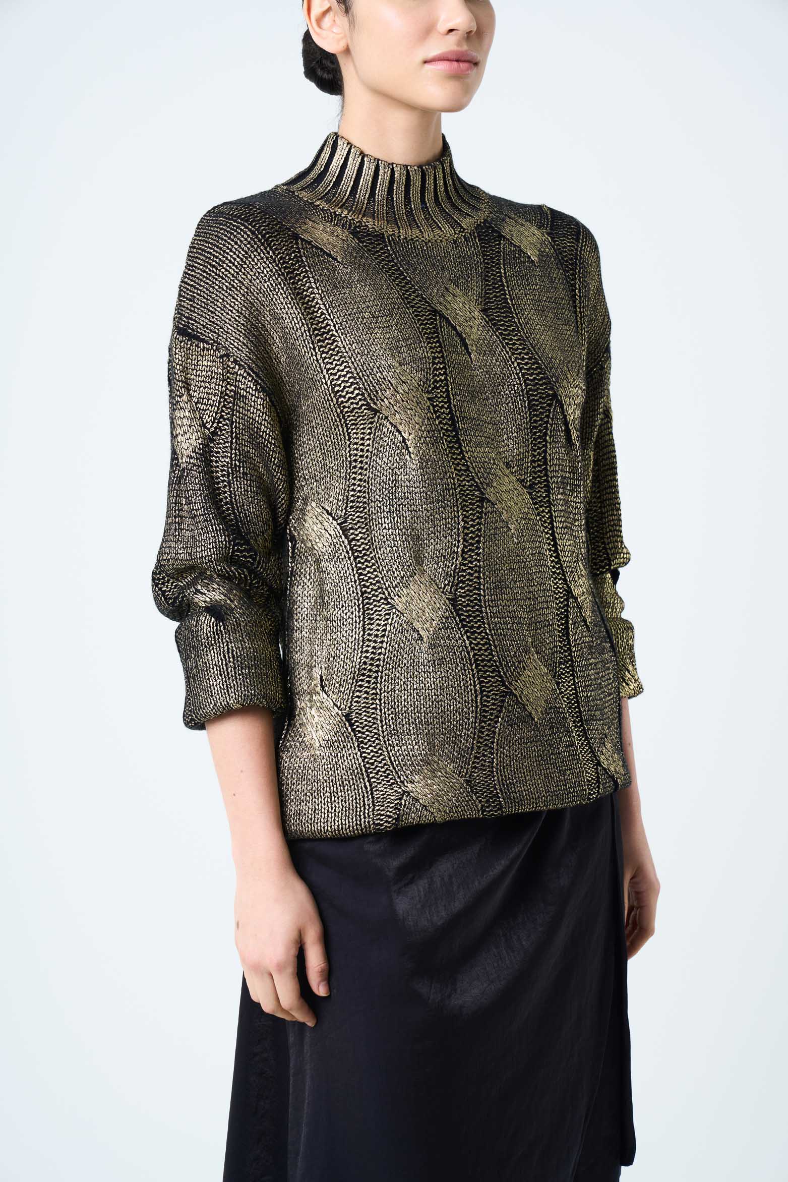 Rock rectilinear knit sweater for women with metallic effect - Image 5