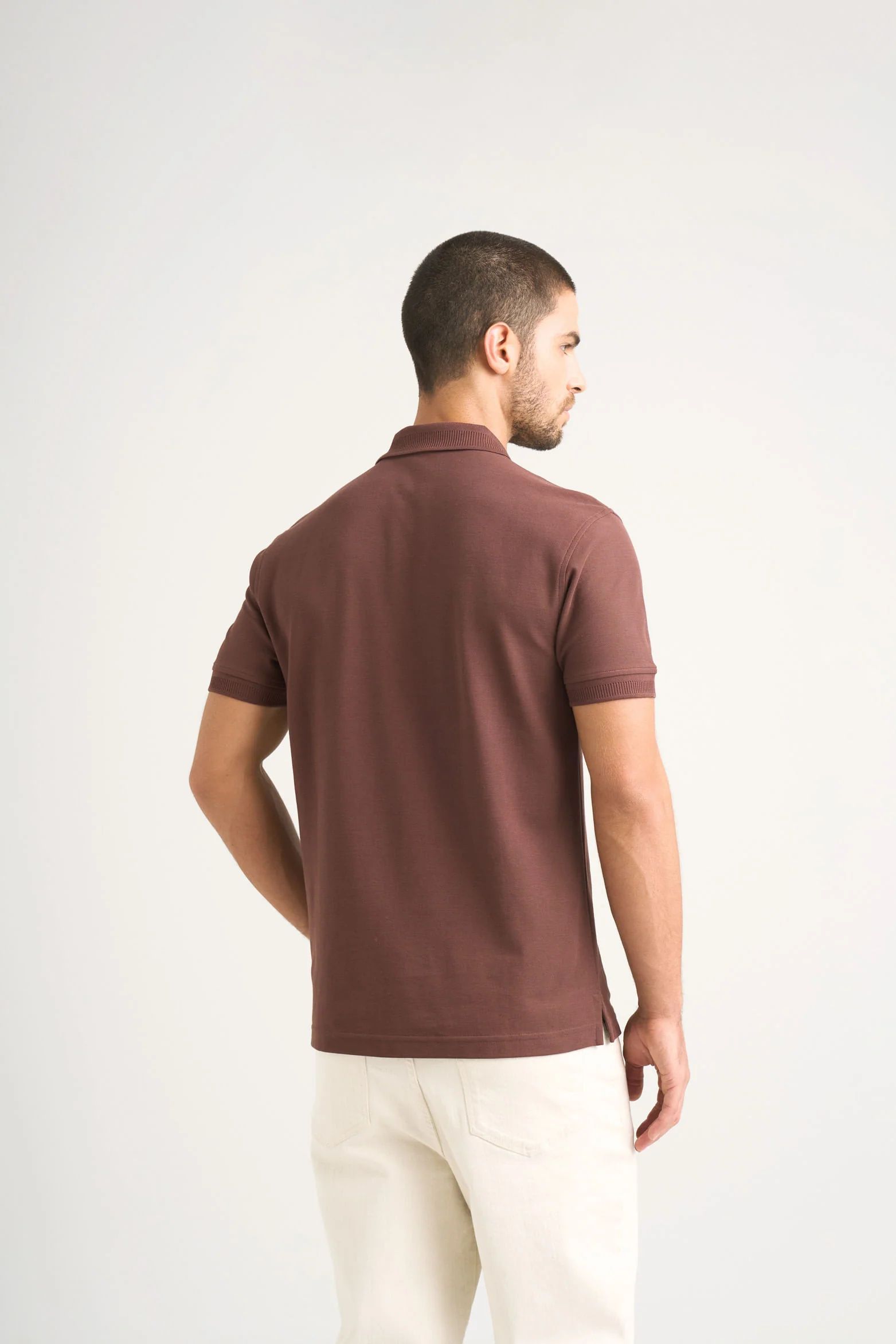 Semi-fit polo shirt for men with jacquard detail - Image 6