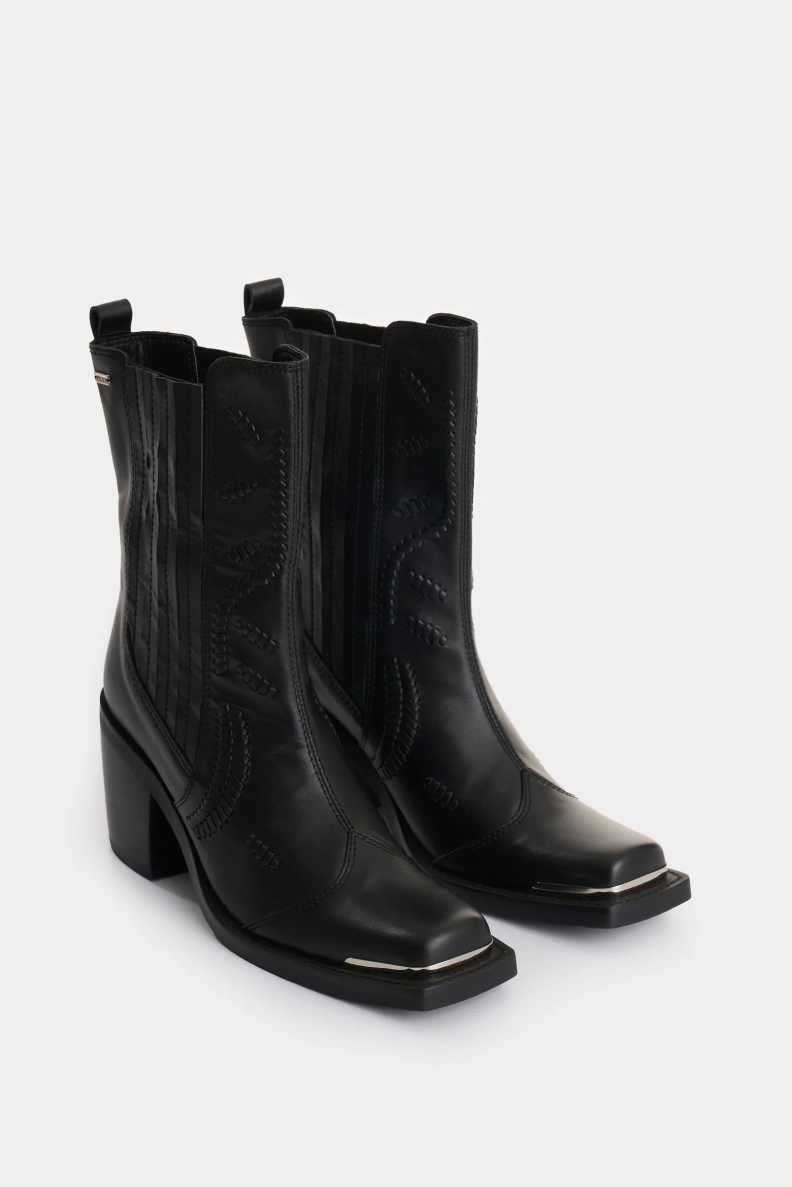 Solan Leather Ankle Boots with Metallic Cap-Toe for Women - Image 2
