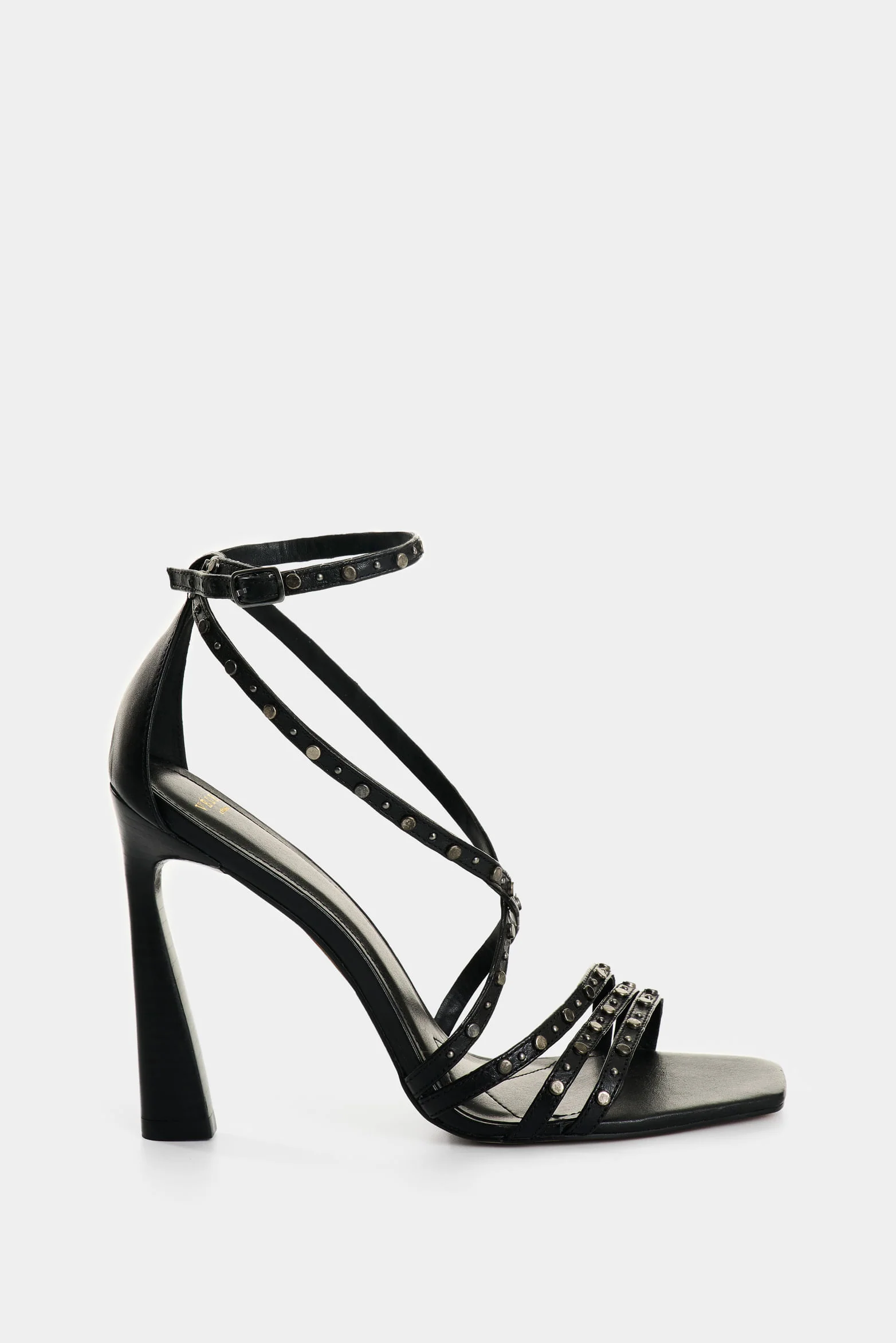 Solan studded leather heeled sandal for women