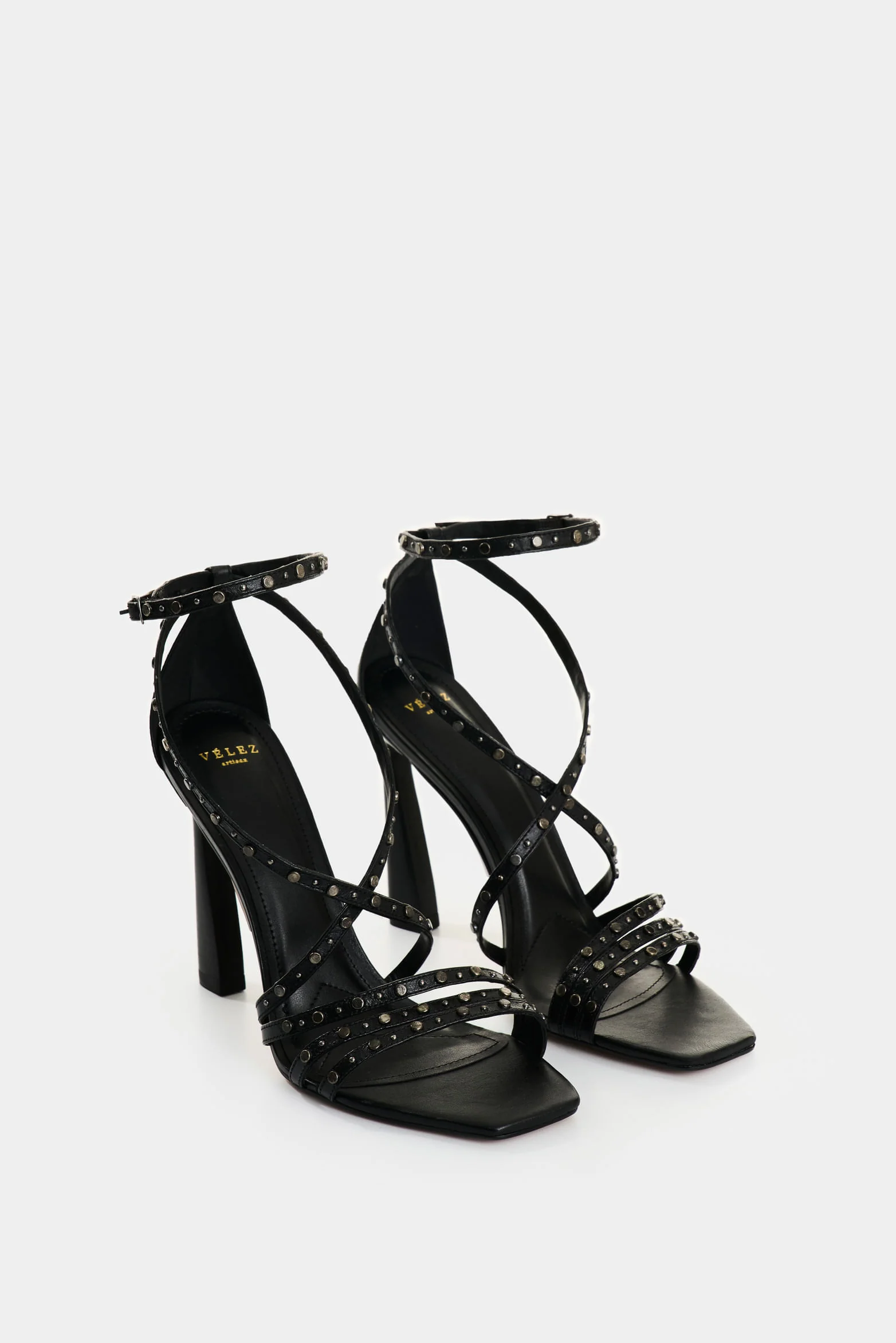 Solan studded leather heeled sandal for women - Image 2