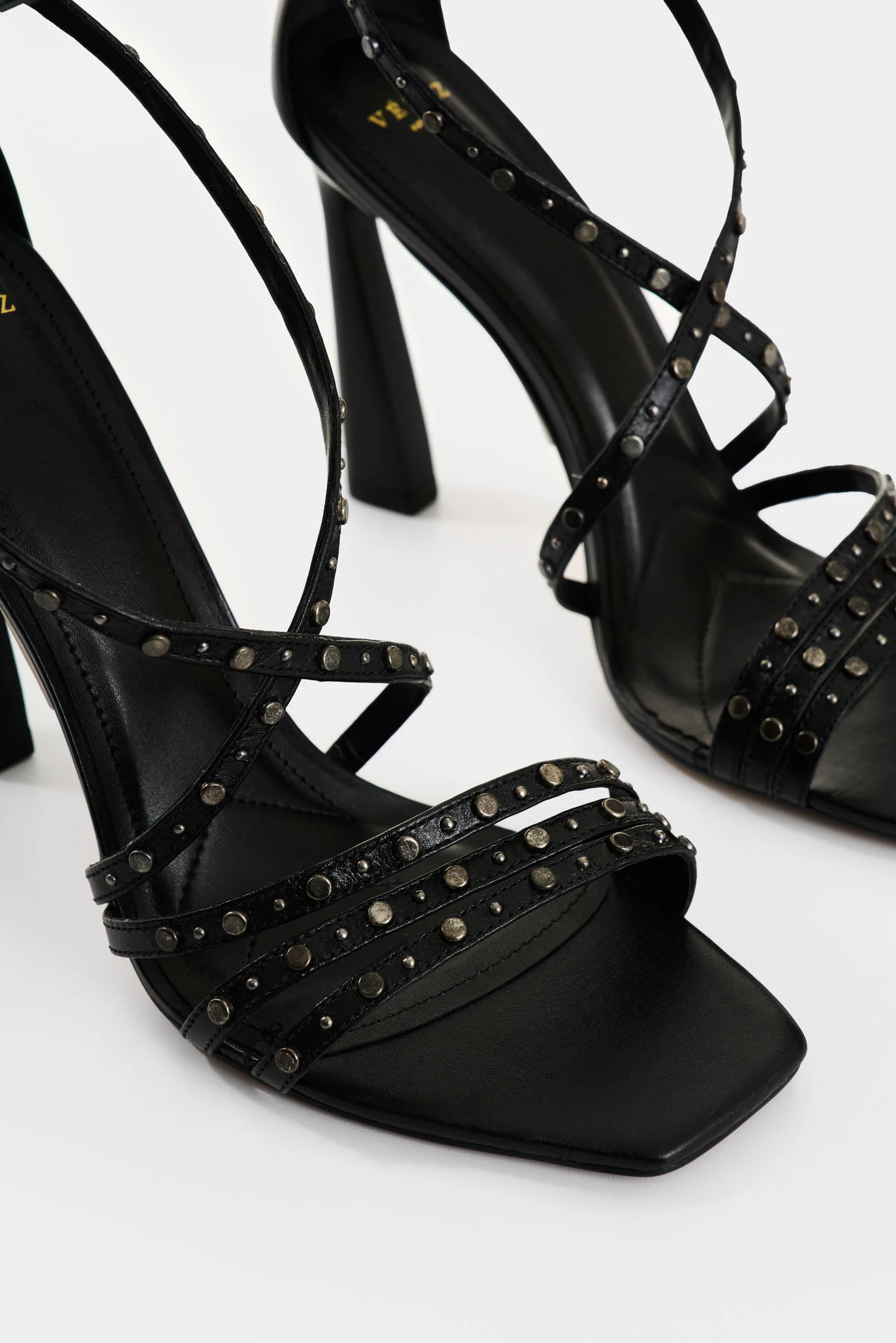 Solan studded leather heeled sandal for women - Image 5