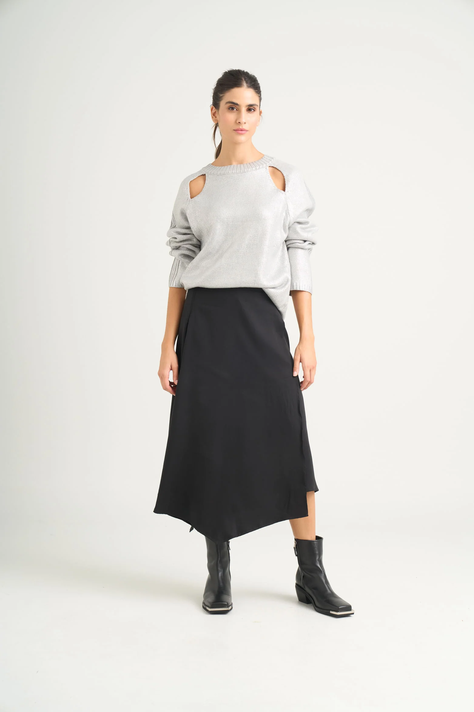 Star straight-knit sweater for women with metallic effect - Image 2
