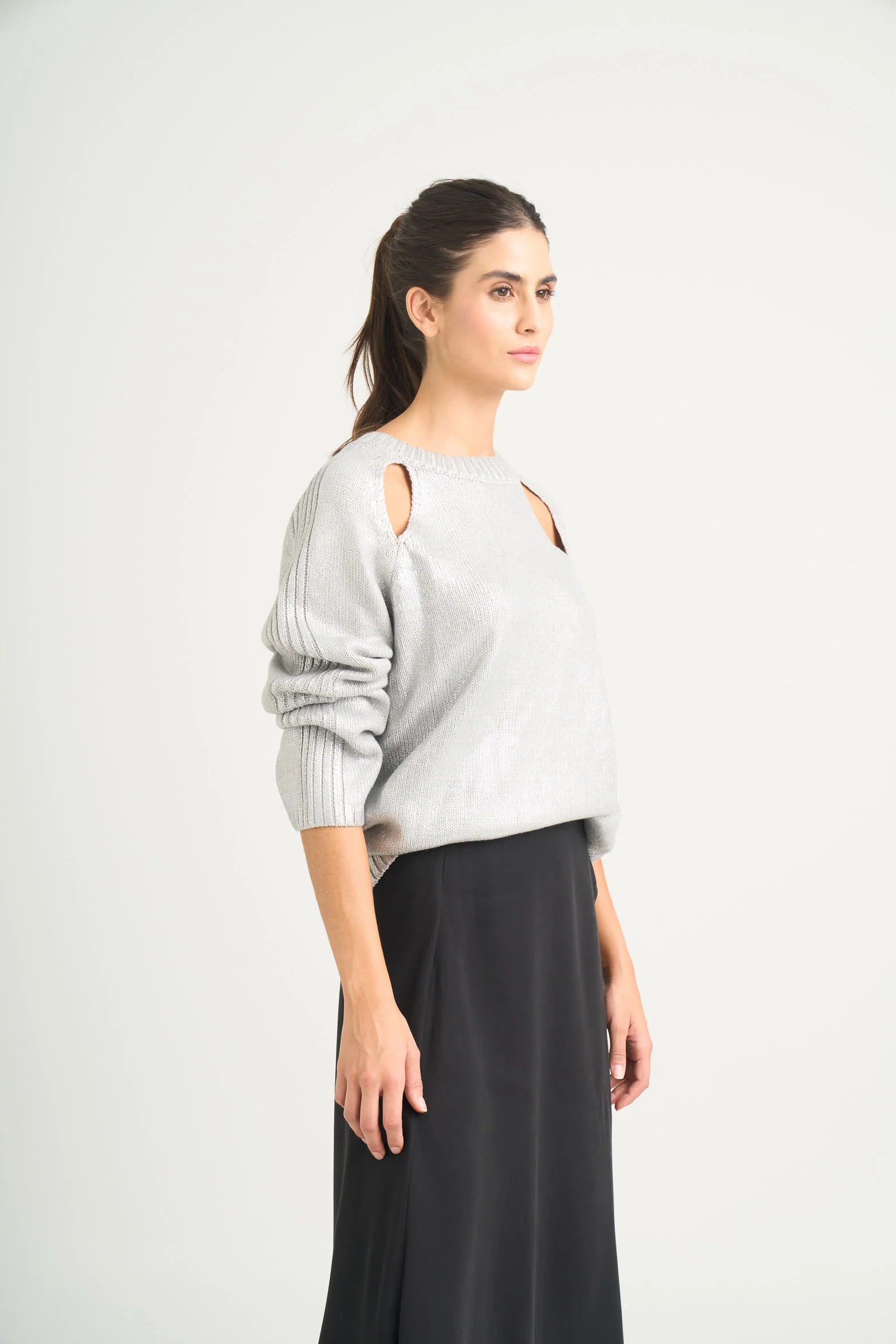 Star straight-knit sweater for women with metallic effect - Image 4