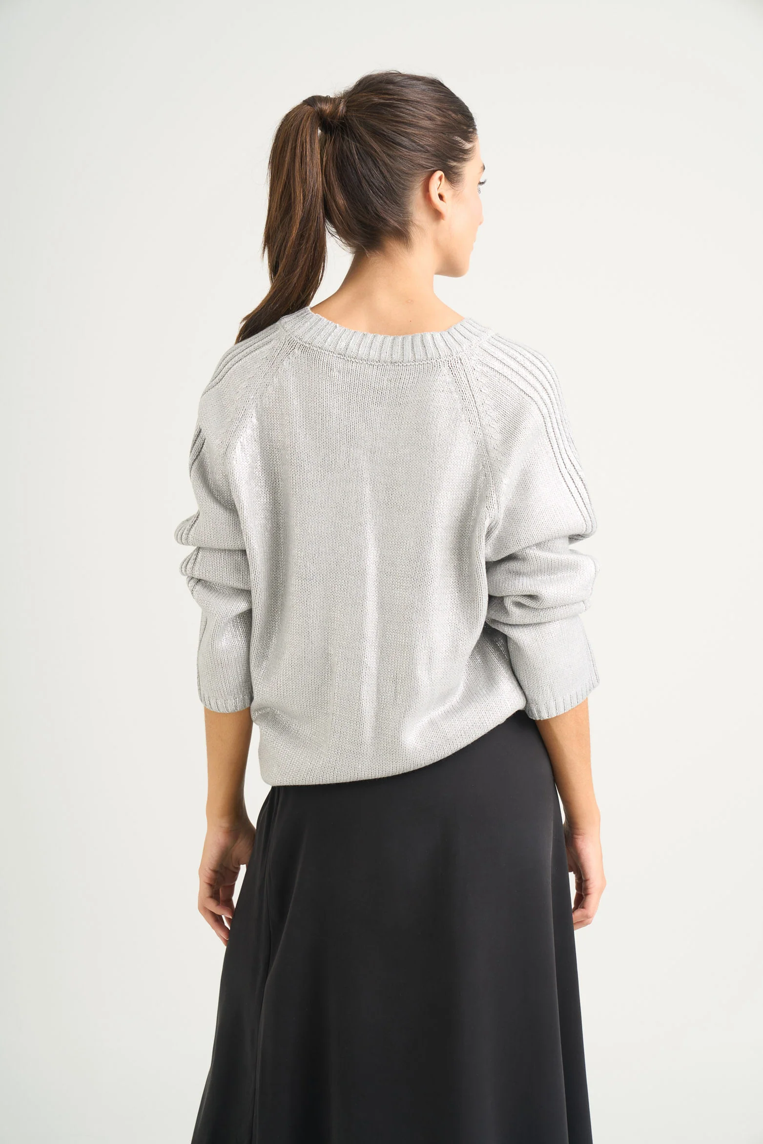 Star straight-knit sweater for women with metallic effect - Image 6