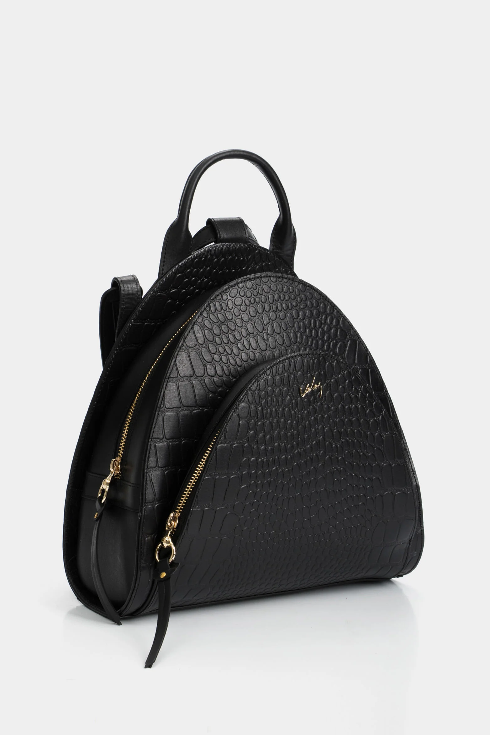 Stefano Backpack in Embossed Black Leather - Image 3