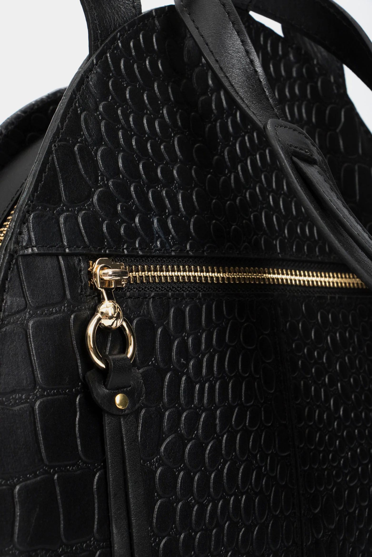 Stefano Backpack in Embossed Black Leather - Image 5