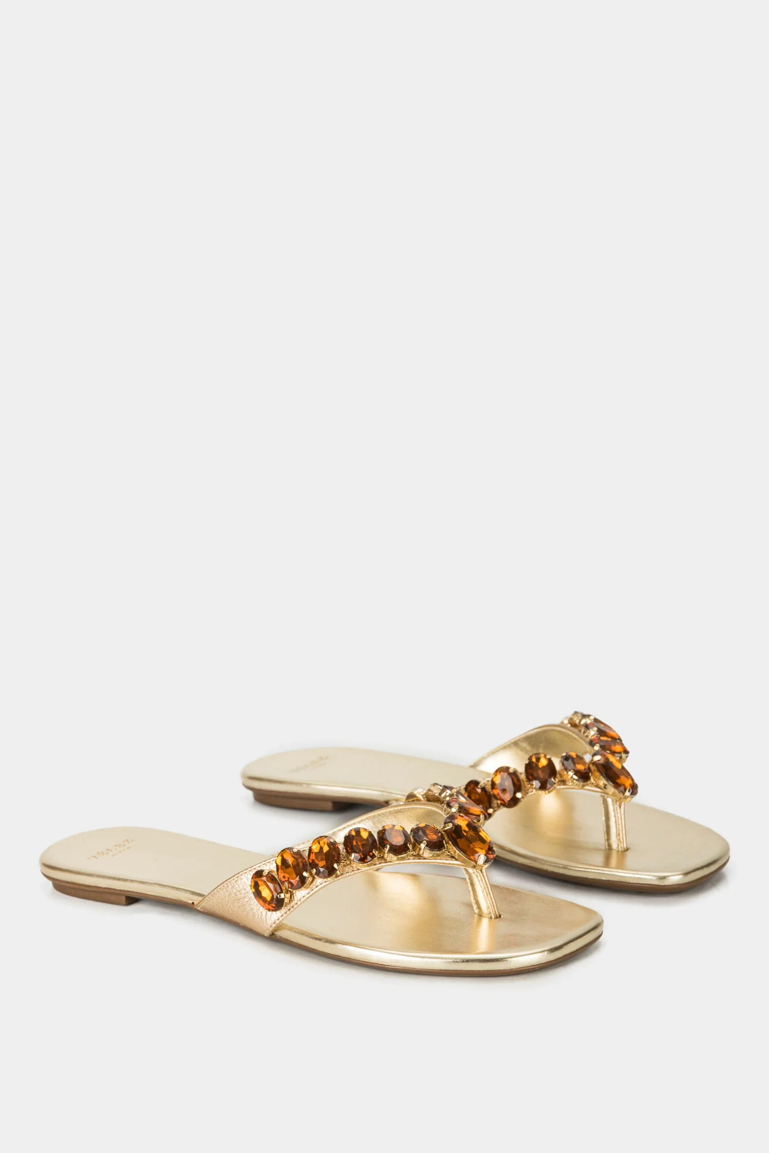 Stone Flat Leather Sandals - Image 2