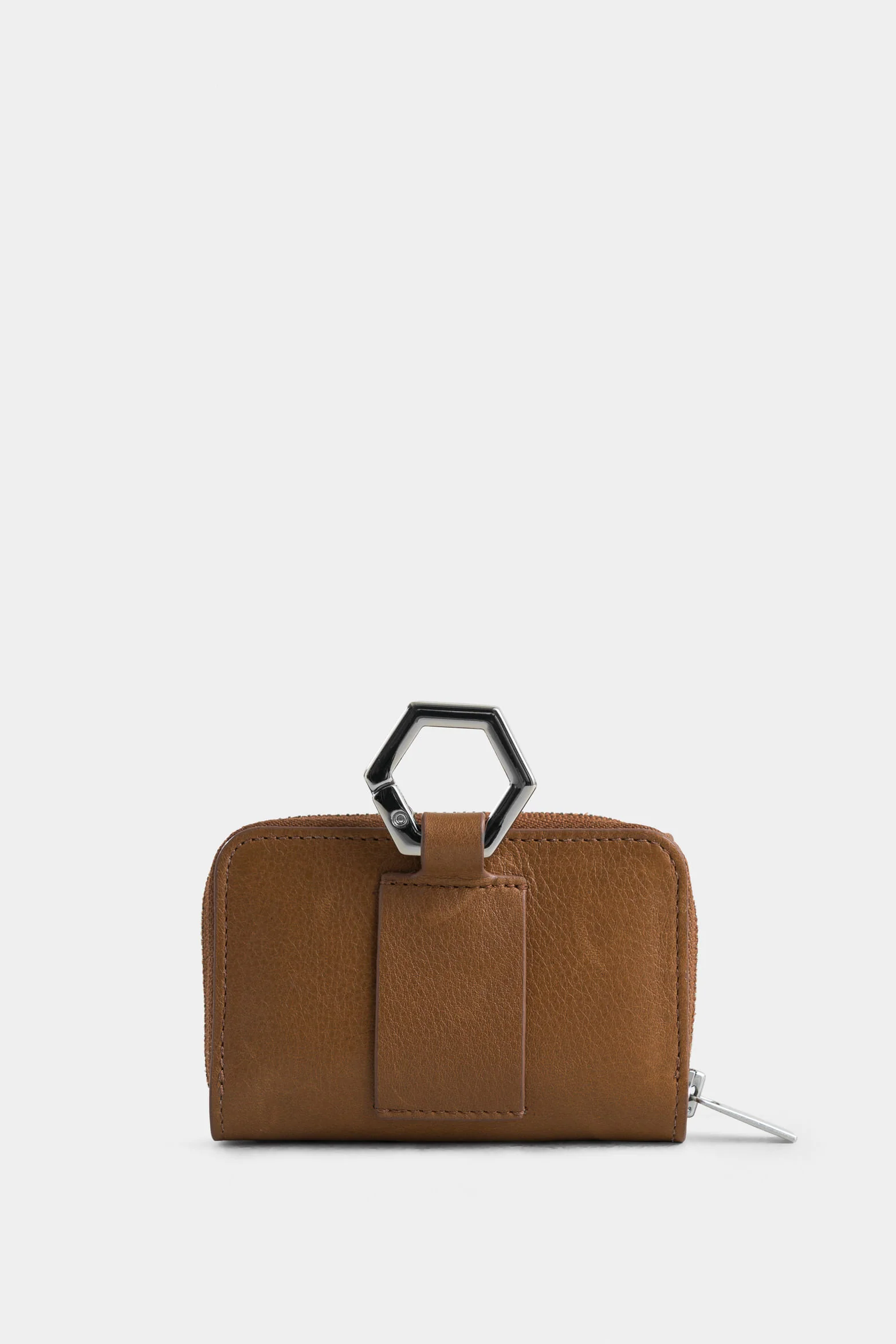 Tropical Leather Coin Purse with Hexagonal Hardware for Women - Image 3