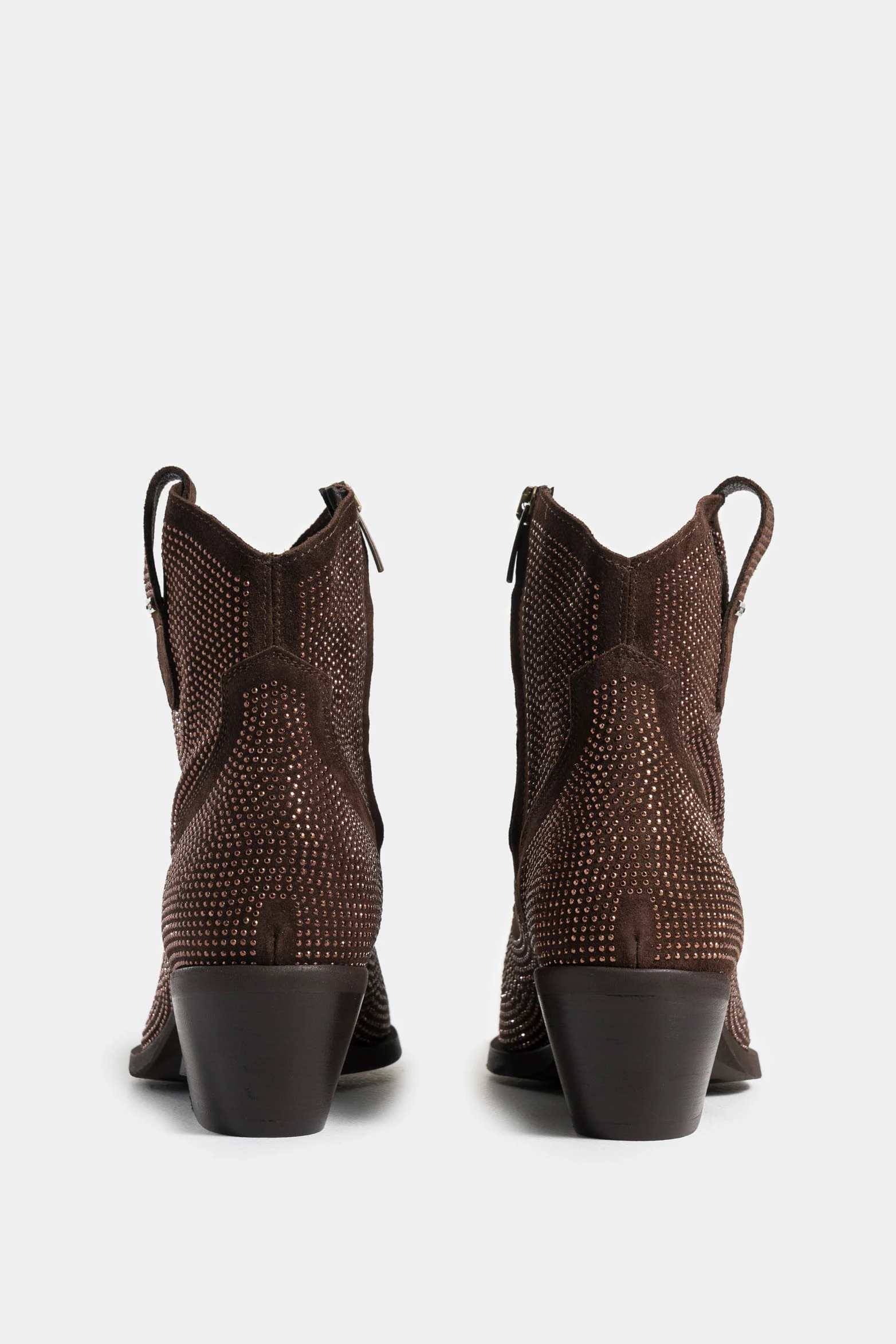 Viana Leather Heeled Ankle Boots with Contrast Piping for Women - Image 3
