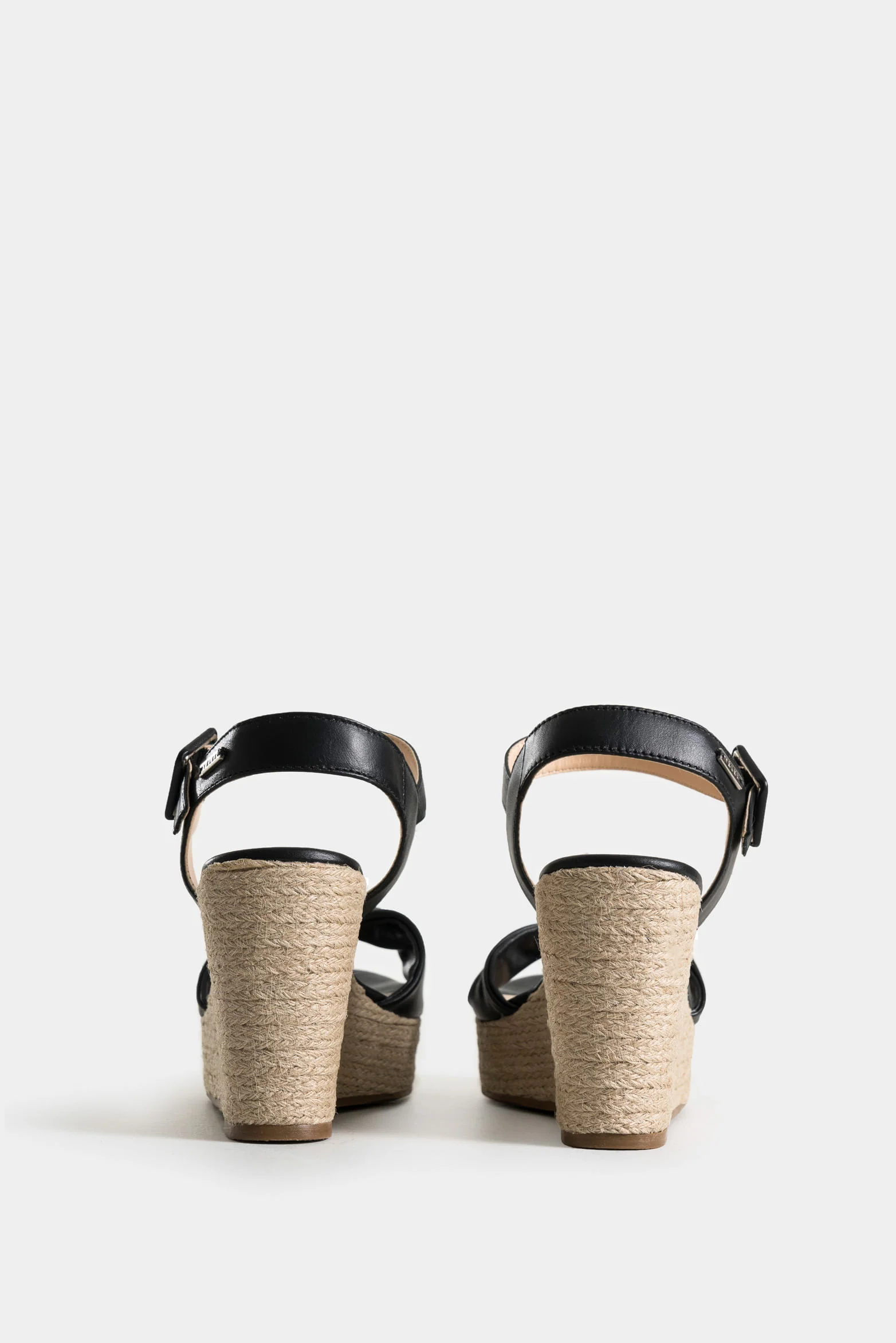 Women’s Almond Platform Sandal in Black Leather with Knotted Upper - Image 3