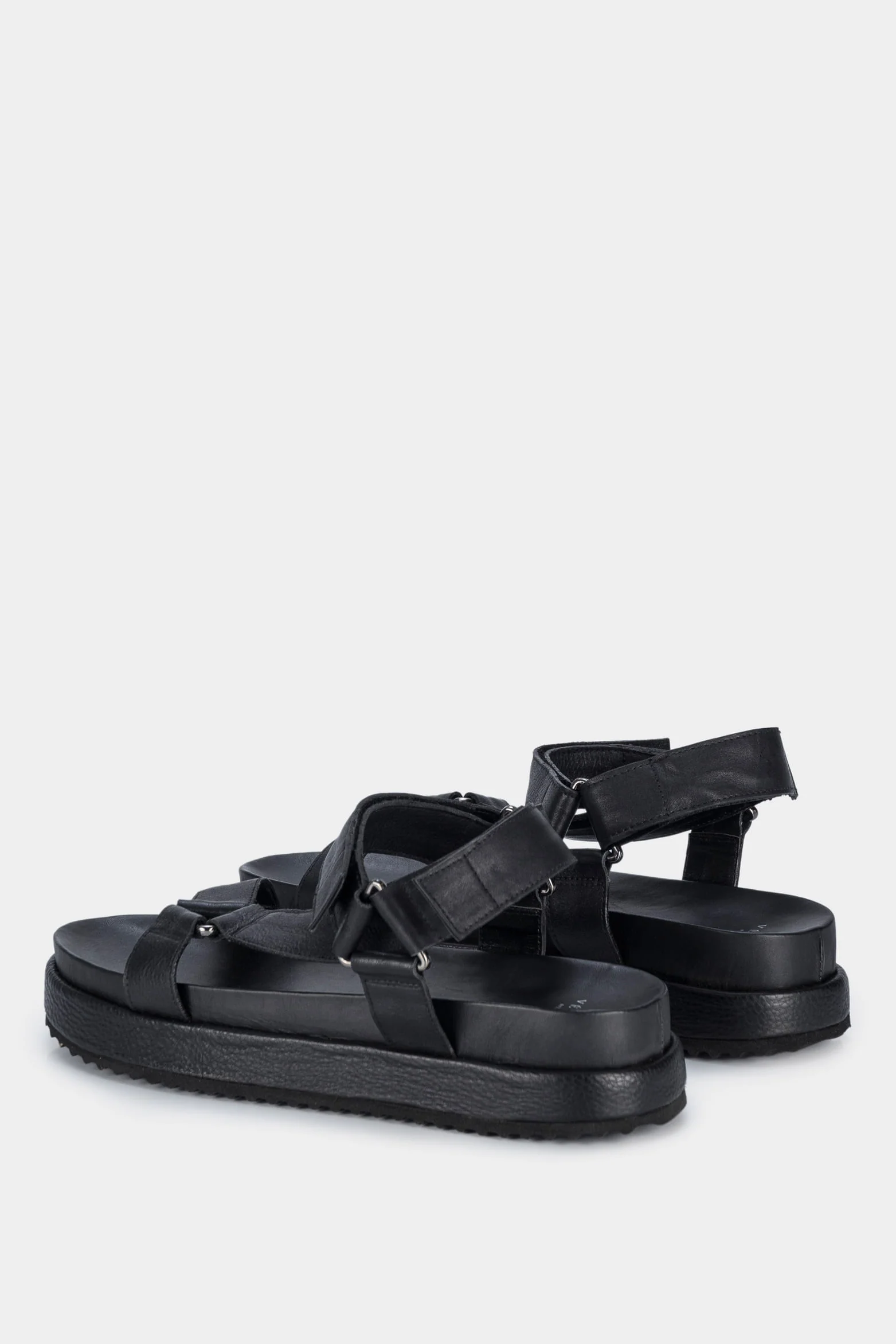 Women’s Bali Platform Sandals in Black Leather with Hook-and-Loop Fastener - Image 3