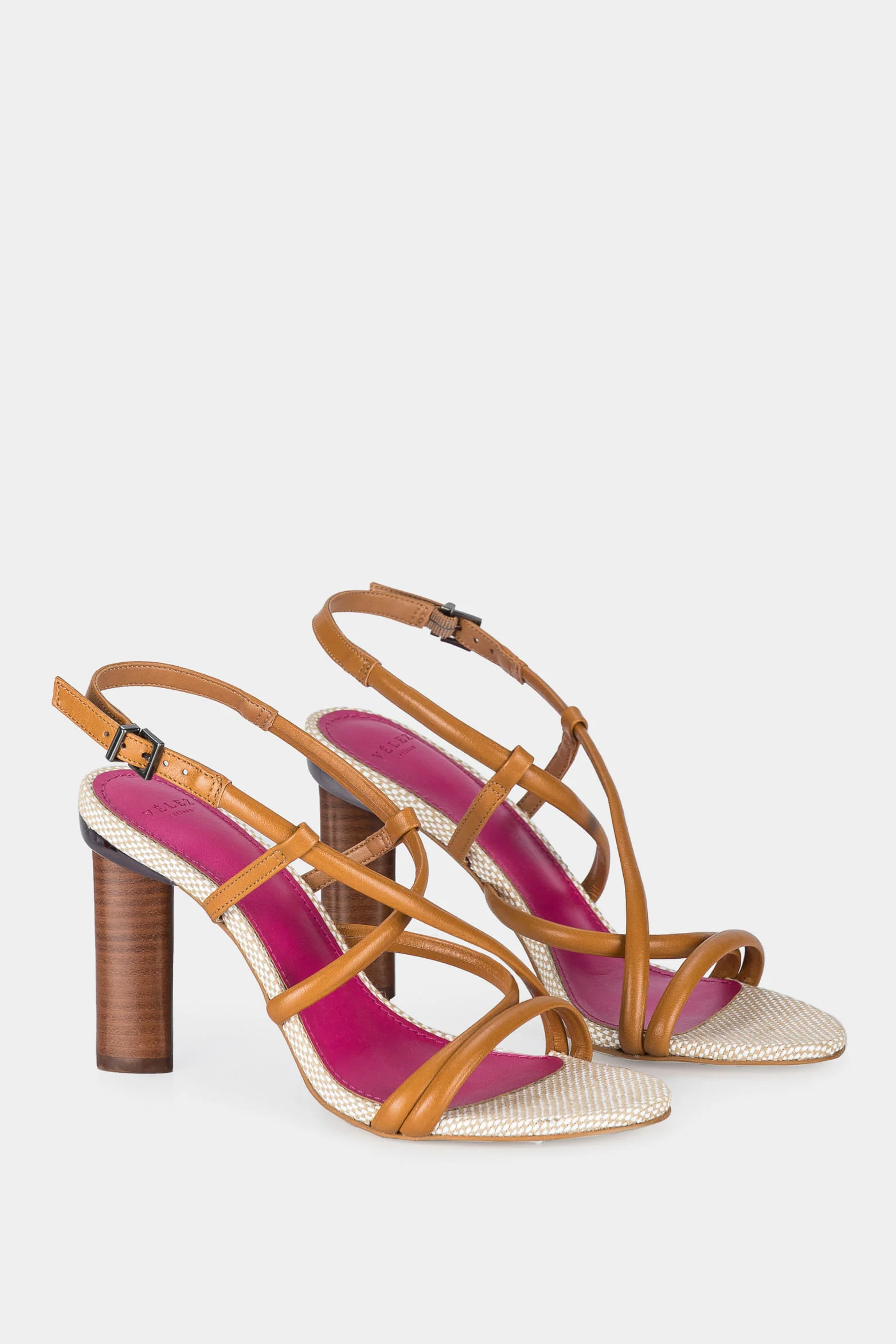Women’s Daca Heeled Sandals in Honey Leather with Seamless Straps - Image 2