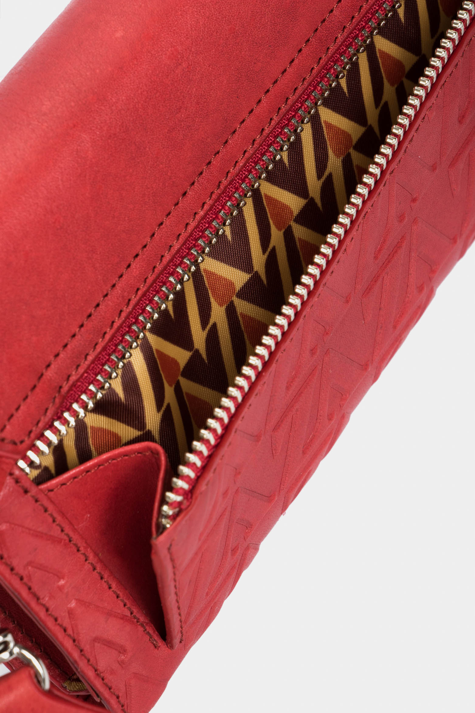 Women’s Damascus VZ Monogram Wallet in Embossed Red Leather - Image 4