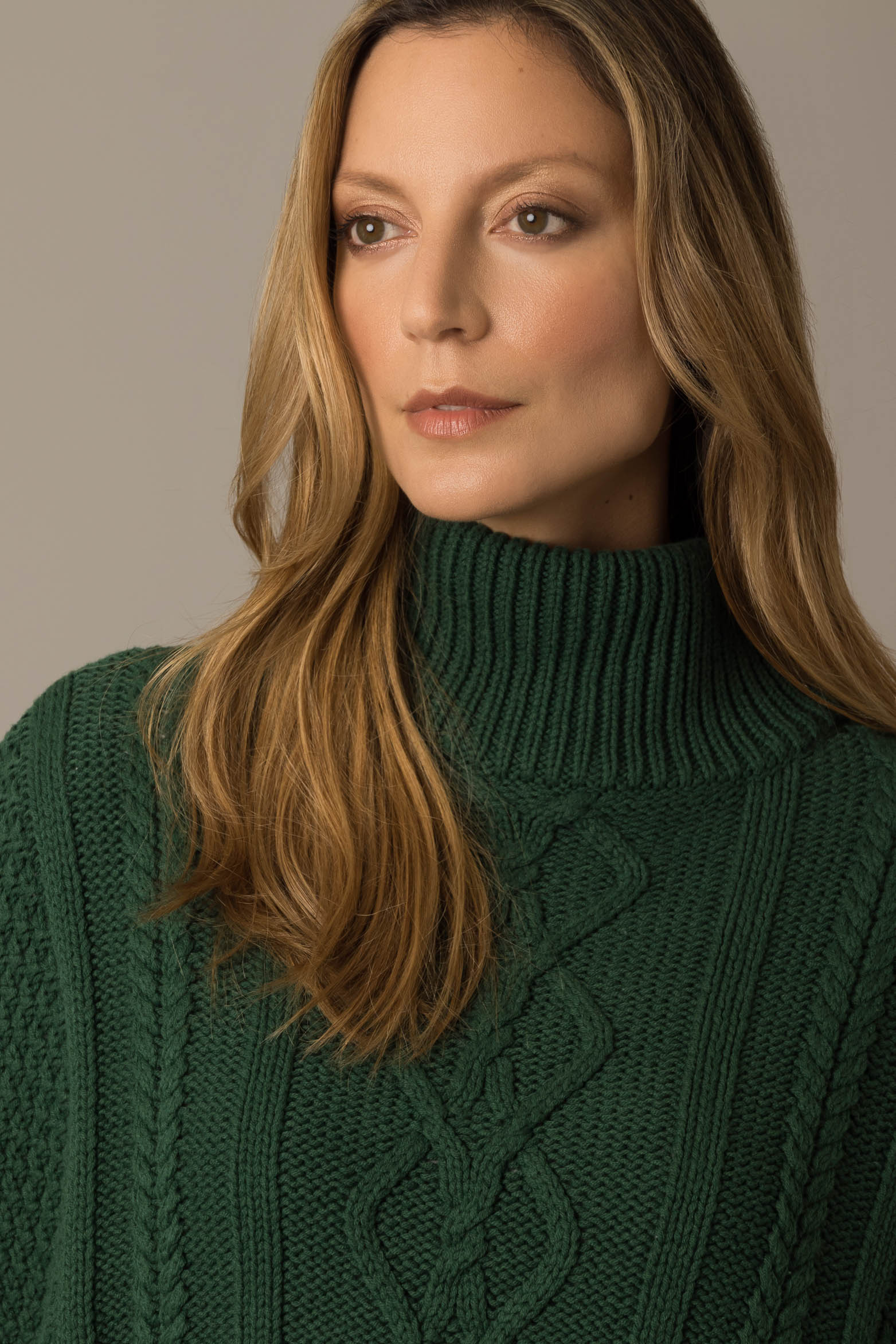 Women’s Dubai Knit Poncho with Turtleneck - Image 3