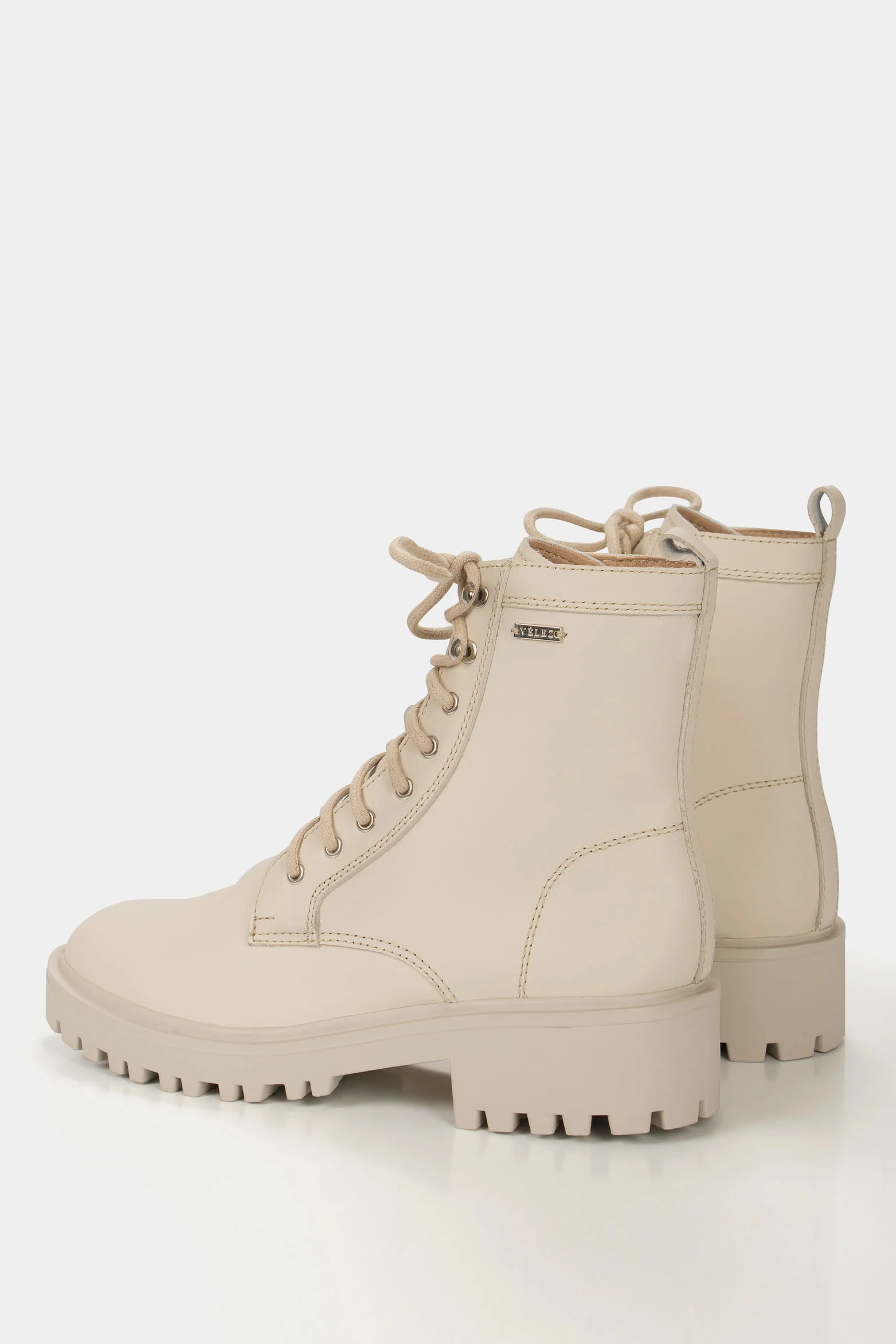 Women’s Hacker Monochrome Flat Boots in Beige - Image 3