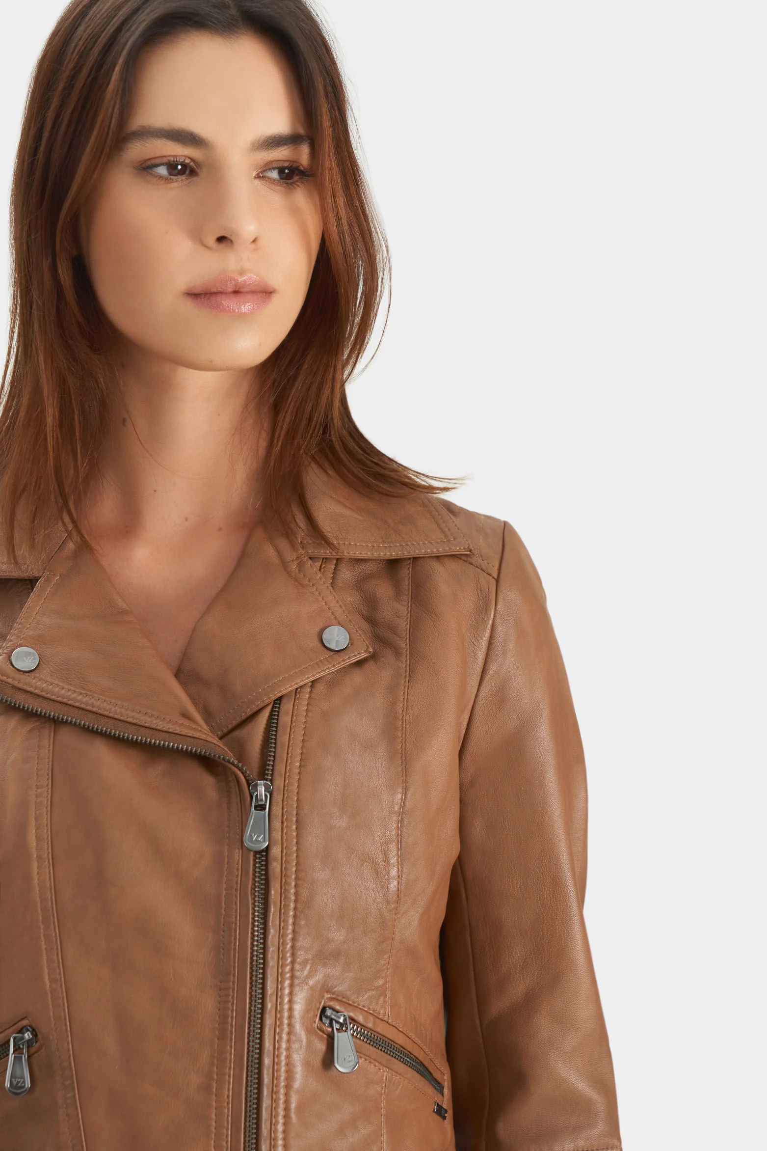 Women’s Island Biker Jacket in Honey Leather - Image 2