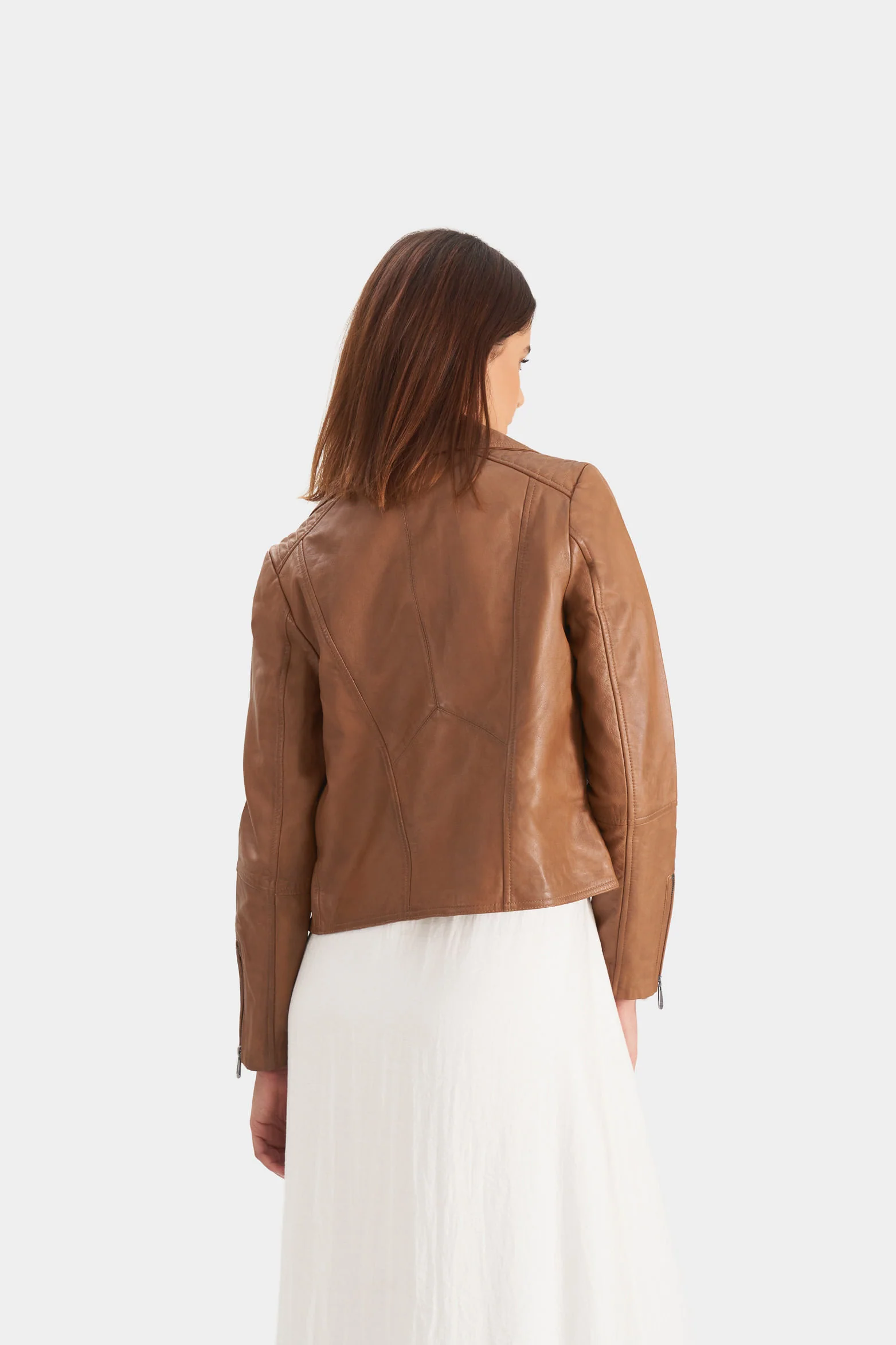 Women’s Island Biker Jacket in Honey Leather - Image 5