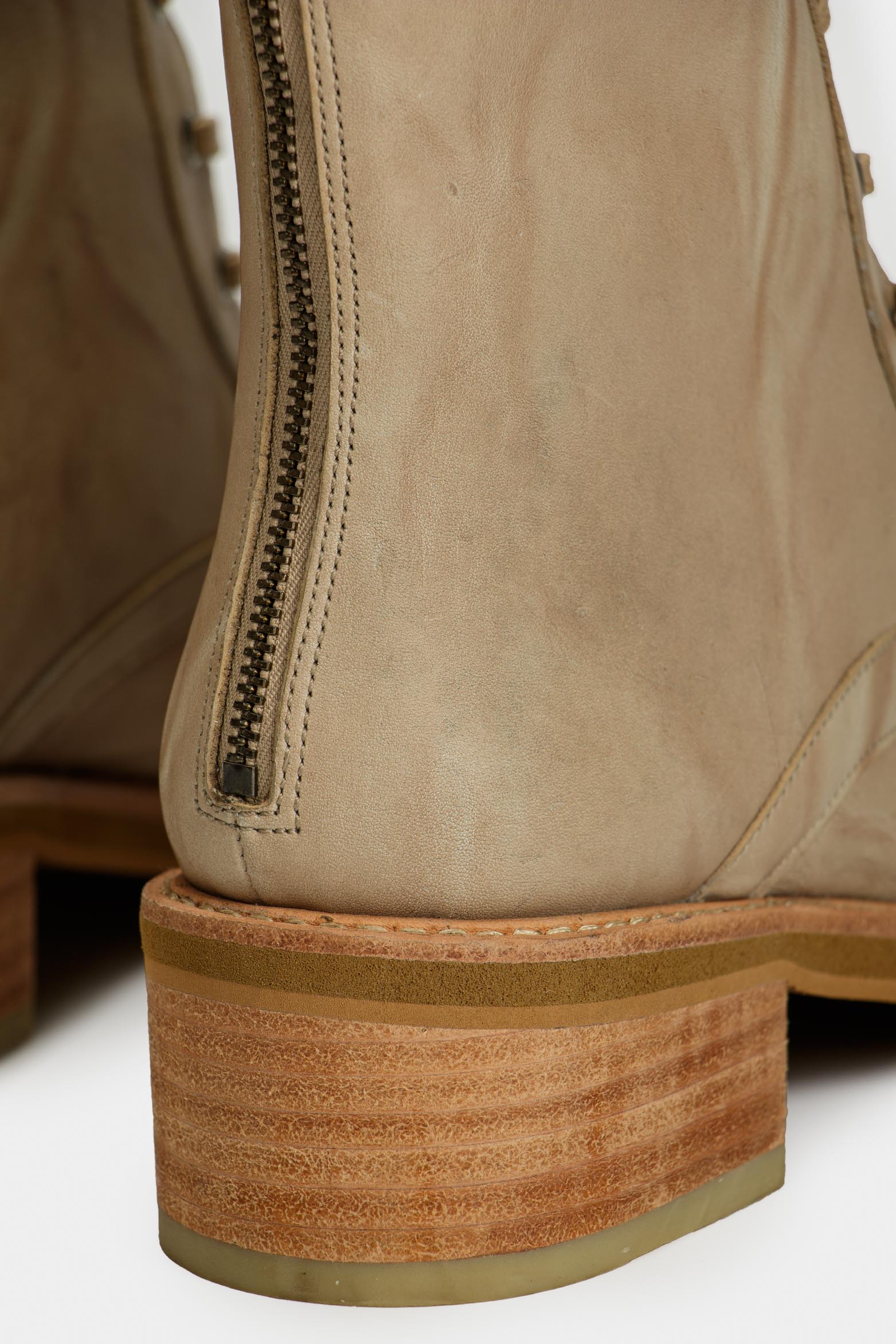 Women’s Lirio Leather Combat Boots Beige - Image 5