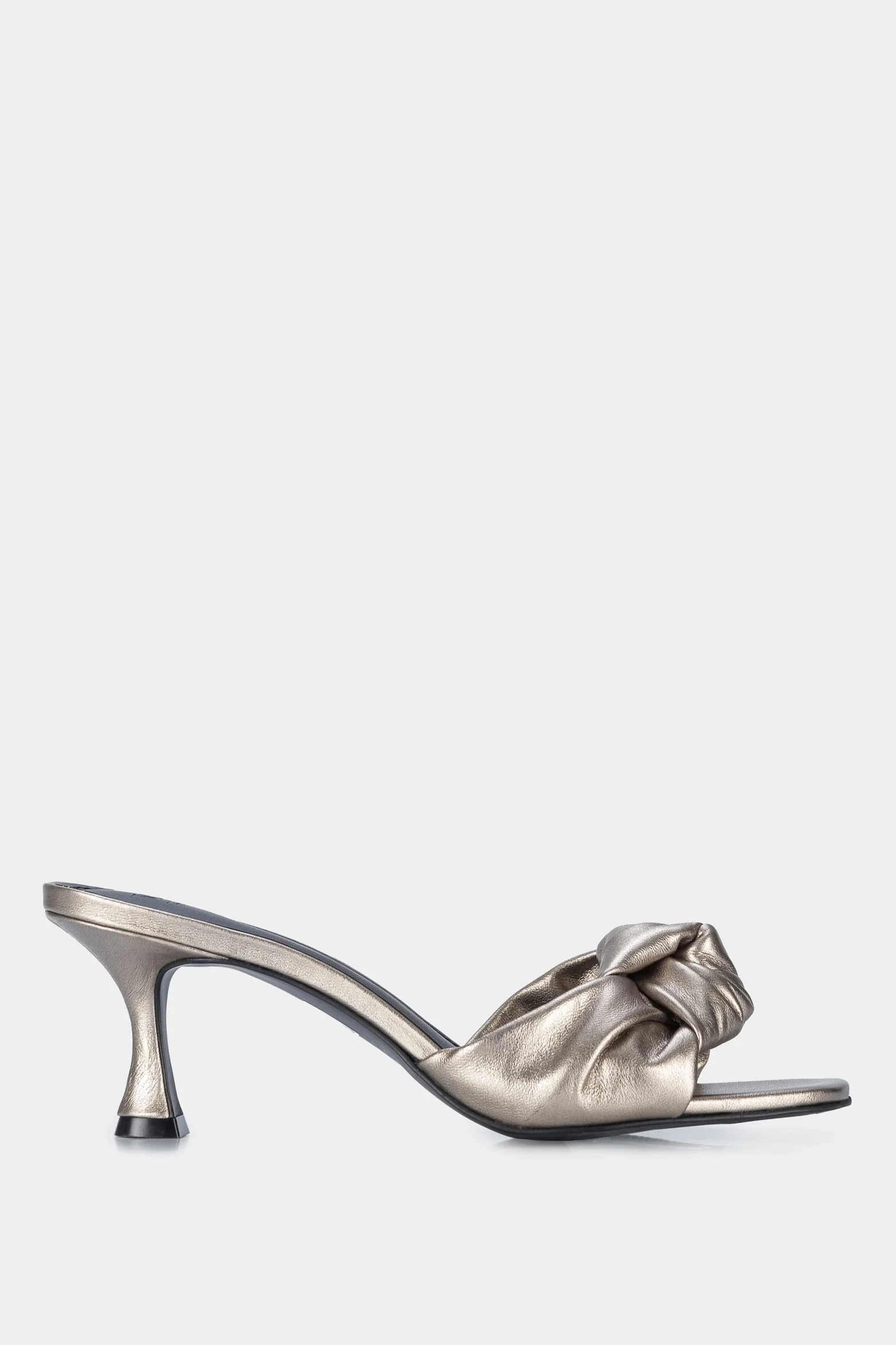 Women’s Milan Heeled Sandals in Graphite Leather with Knotted Upper - Image 8